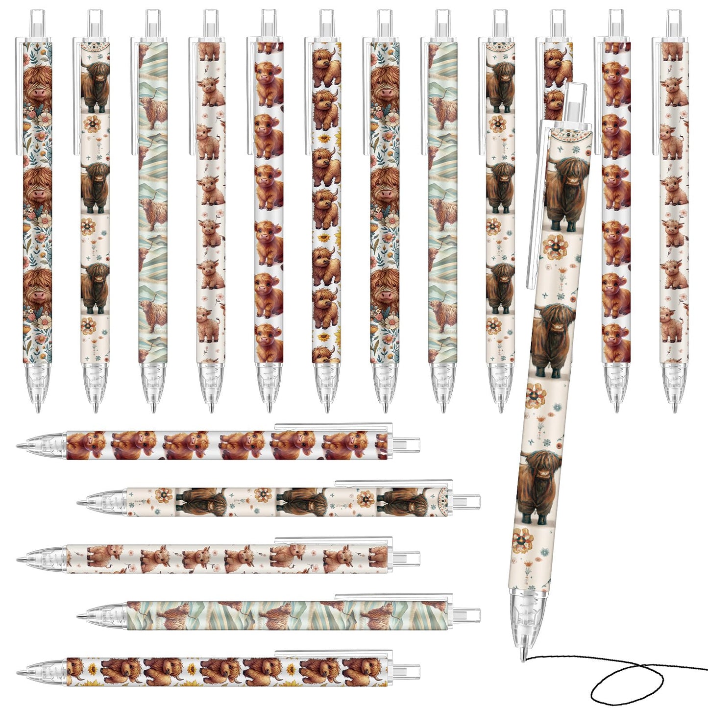 Jetec 120 Pcs Highland Cow Pens Inspirational Ballpoint Pens Black Ink Bulk