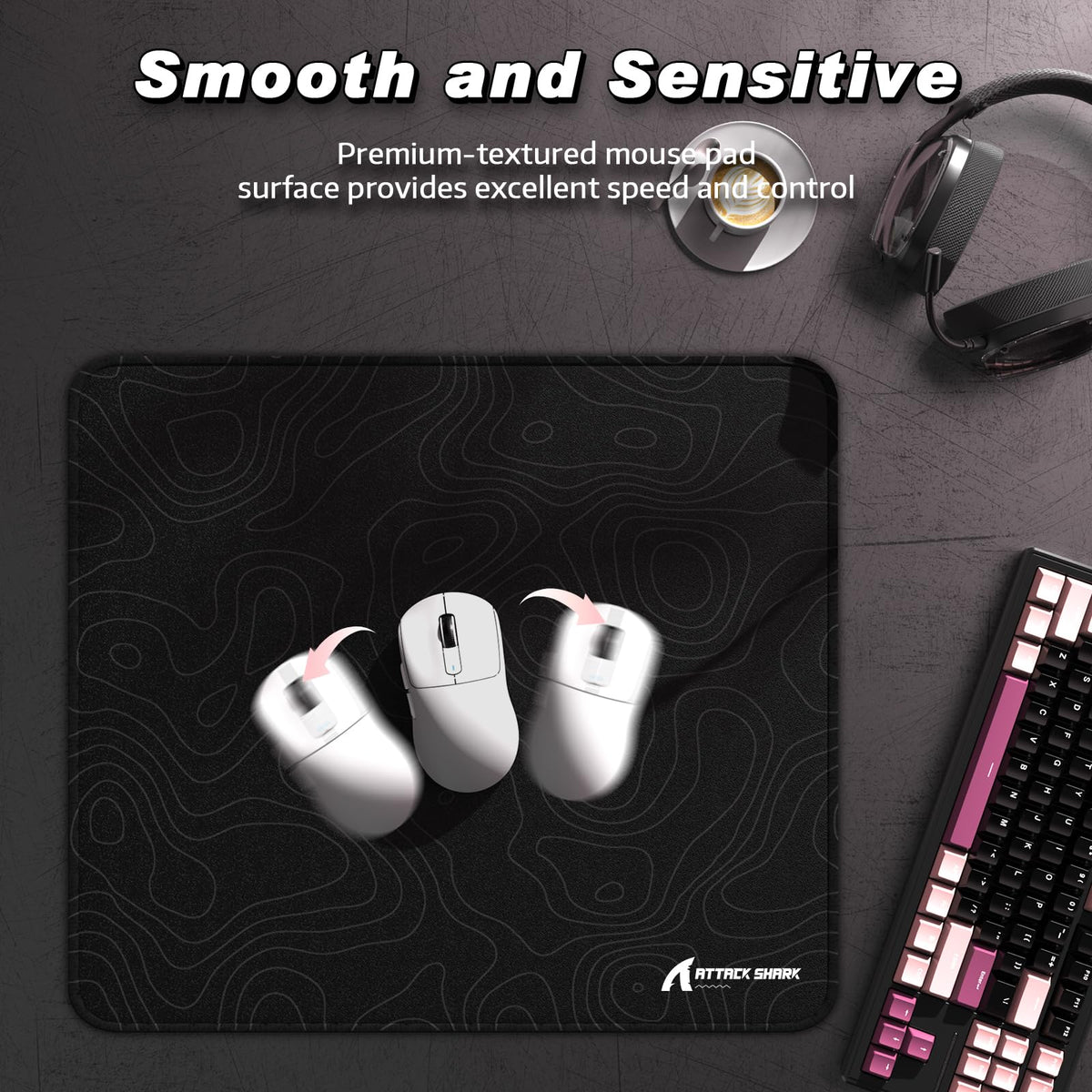 ATTACK SHARK CM02 Gaming Mouse Pad for Esports Speed Large Mouse mats for Desk Waterproof Surface