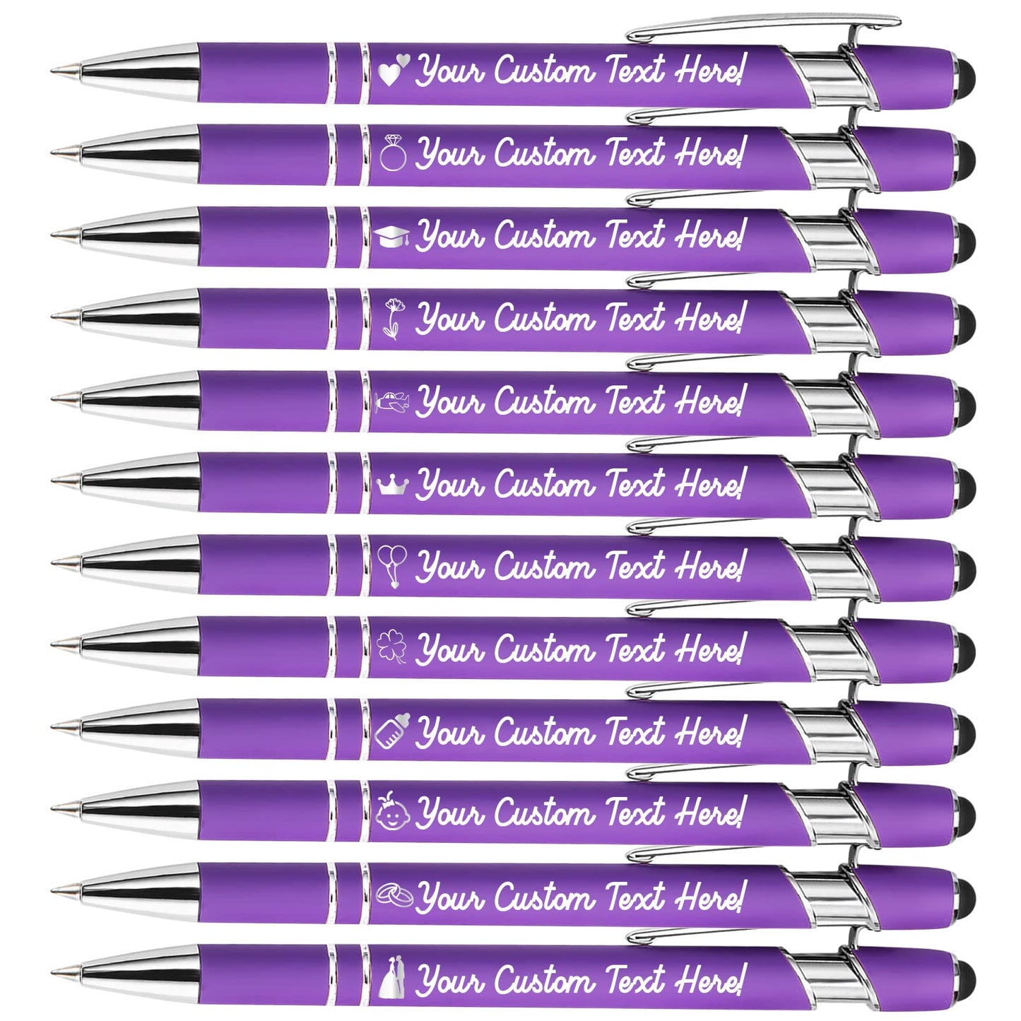Amlion Custom Pens Personalized Bulk, Customized Ballpoint Pens with Stylus Name Message Logo