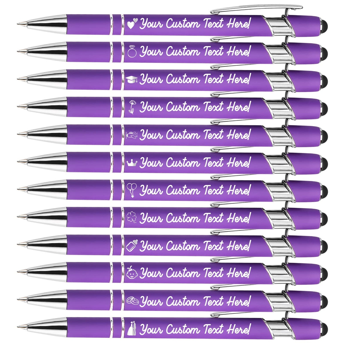 Amlion Custom Pens Personalized Bulk, Customized Ballpoint Pens with Stylus Name Message Logo