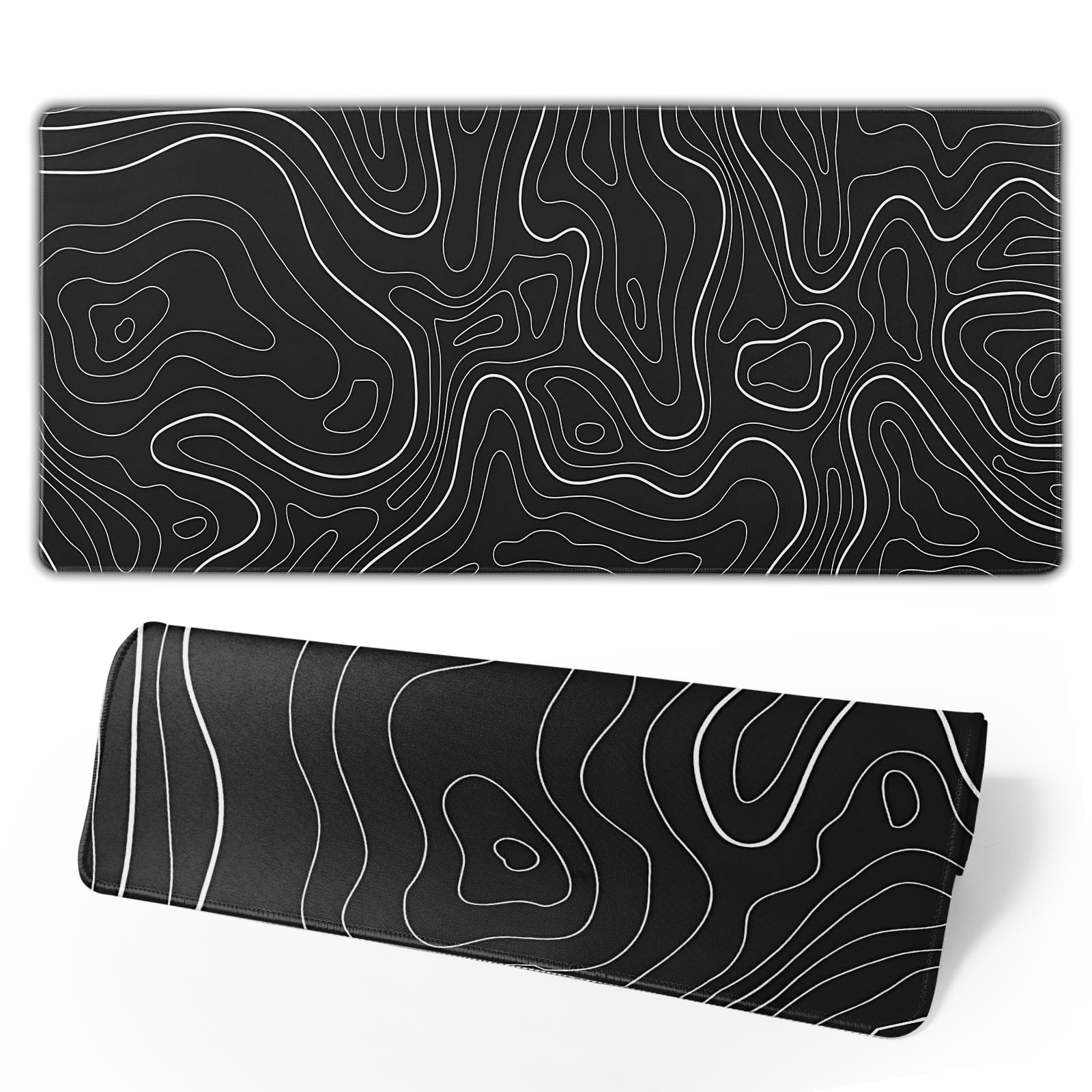 Topographic Contour Extended Big Mouse Pad Large,Gaming Mouse Pad Desk Pad,31.5x11.8 Inch Long