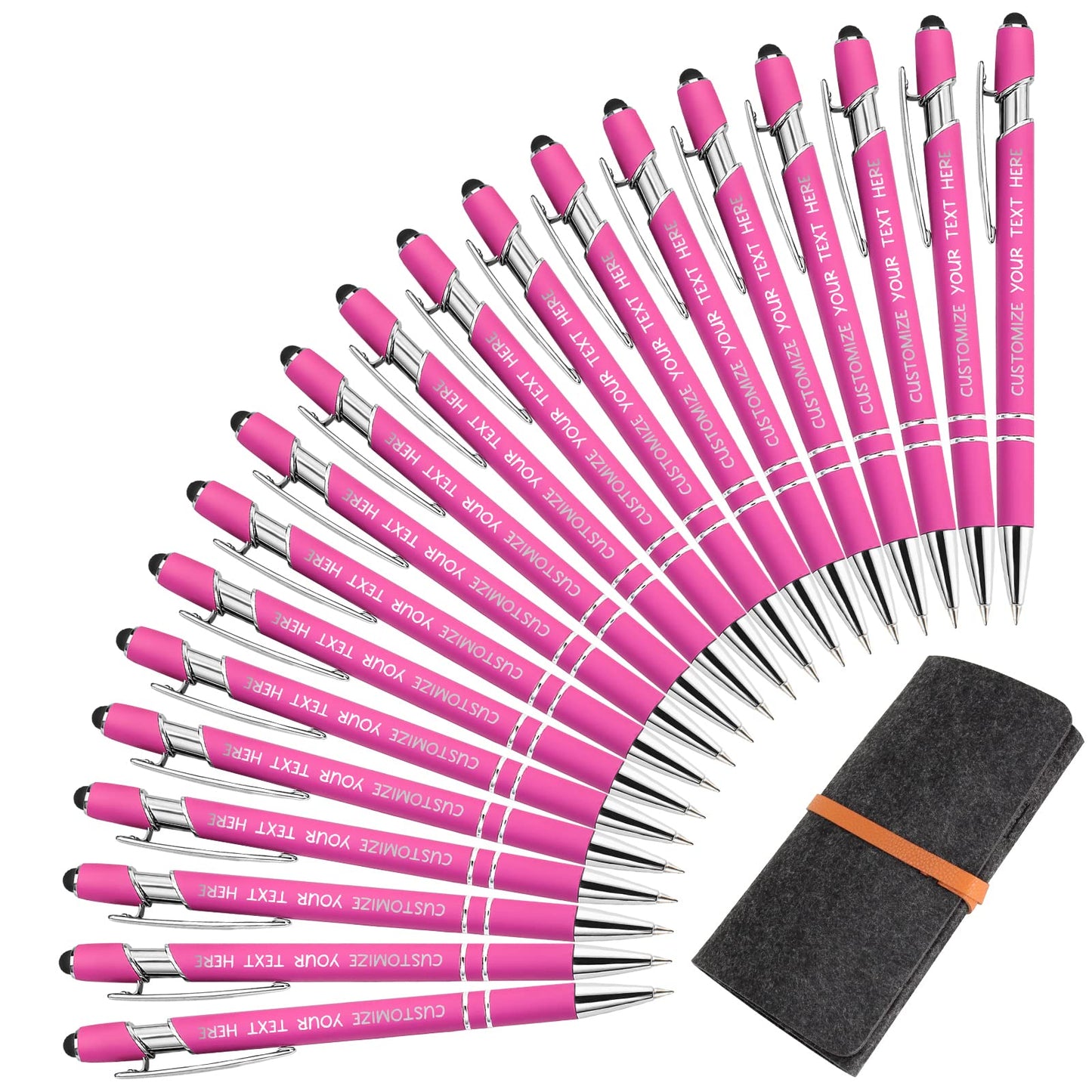 Yananka 24 Custom Pens with Stylus, Personalized with Free Engraving, Custom Pens with Business