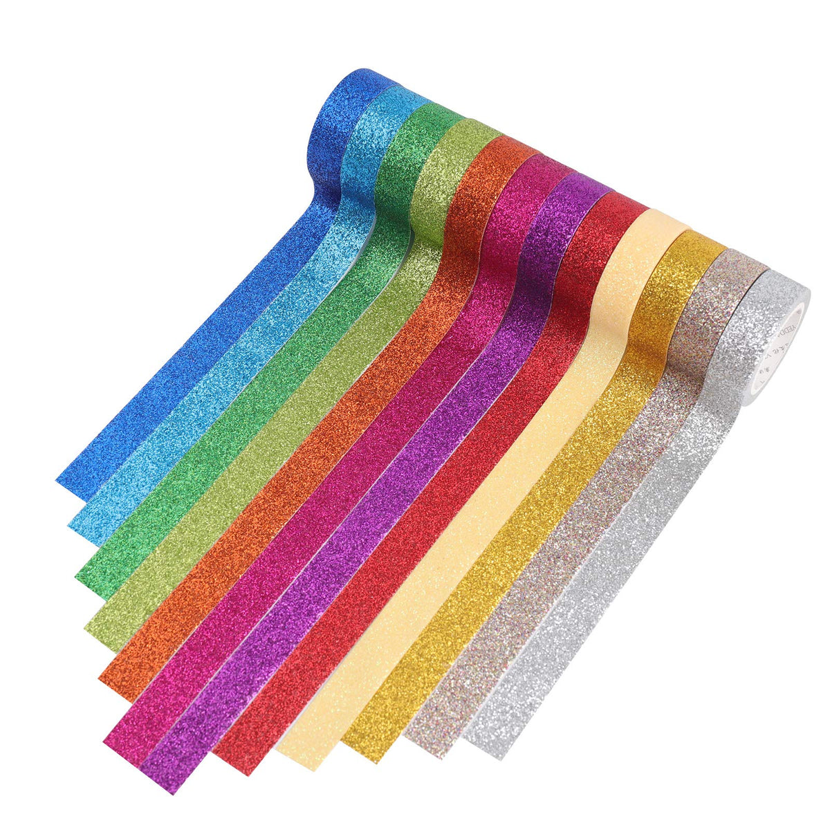 Tesuivra DIY Glitter Washi Tape Set - 12 Rolls Colored Masking Tape, Sparkle Decorative Tape for