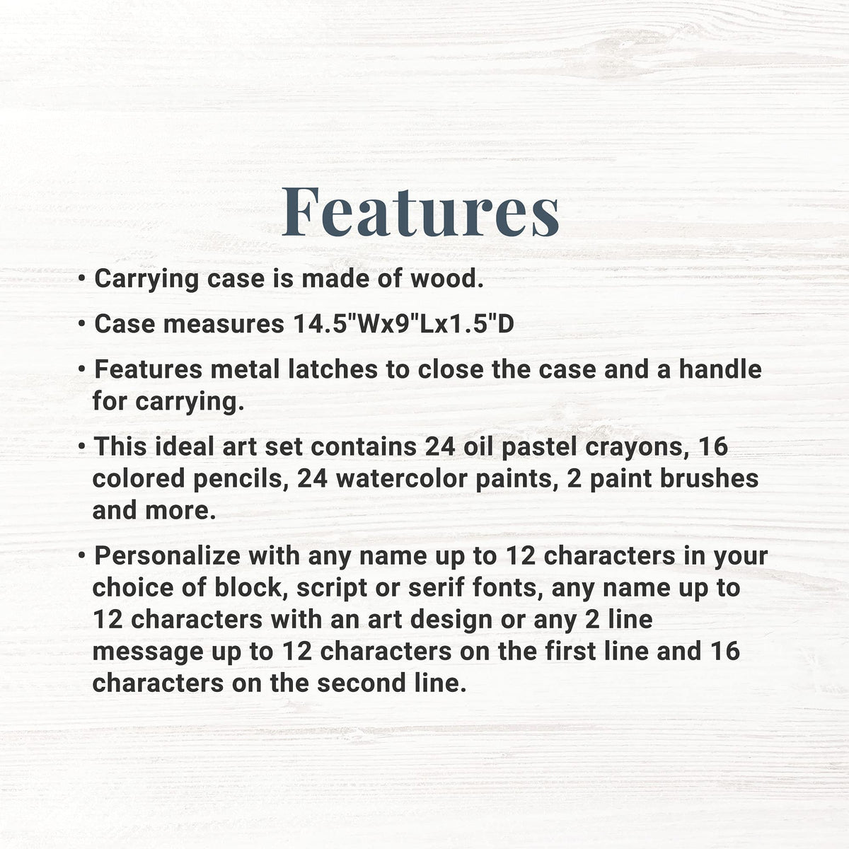 Let's Make Memories Personalized 80-Piece Deluxe Art Set - for Kids - Wood Carrying Case - Oil