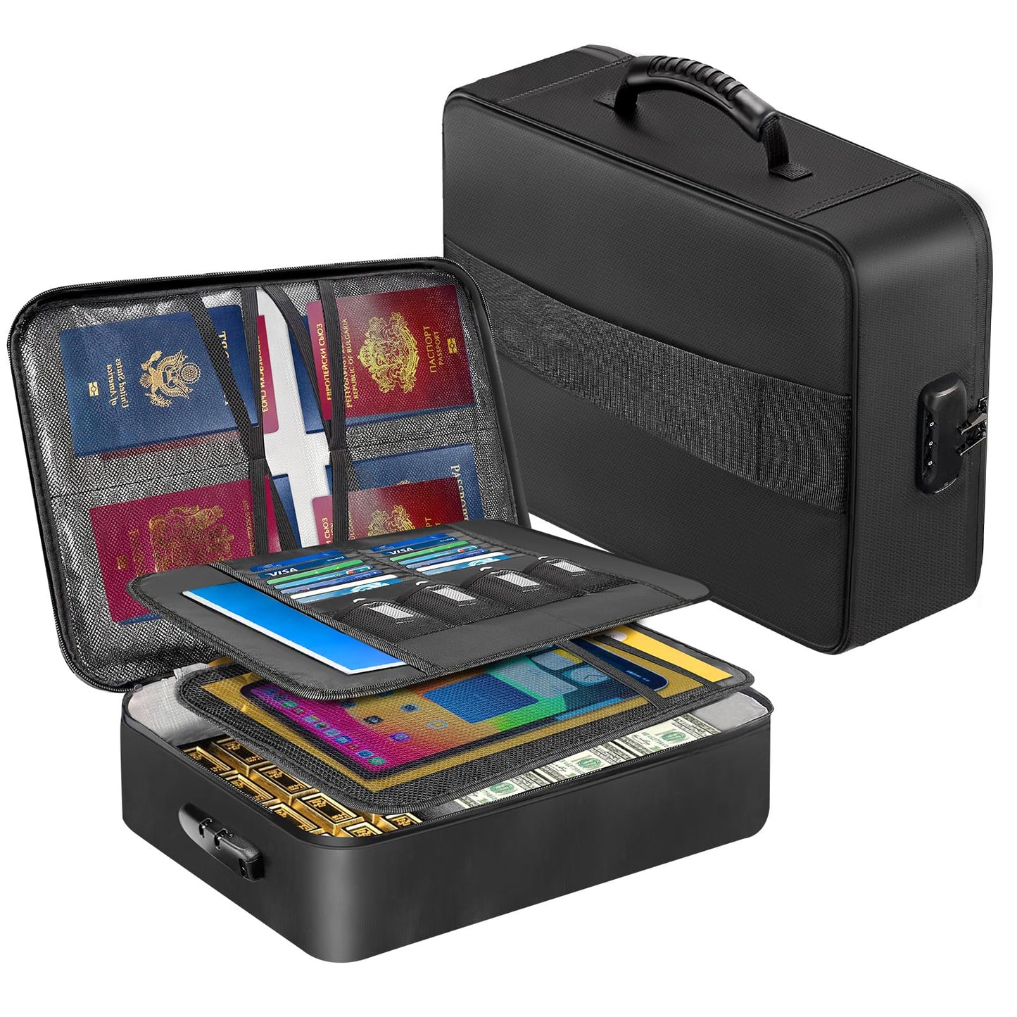 HECHN Fireproof Document Organizer Box with Lock for Important Documents