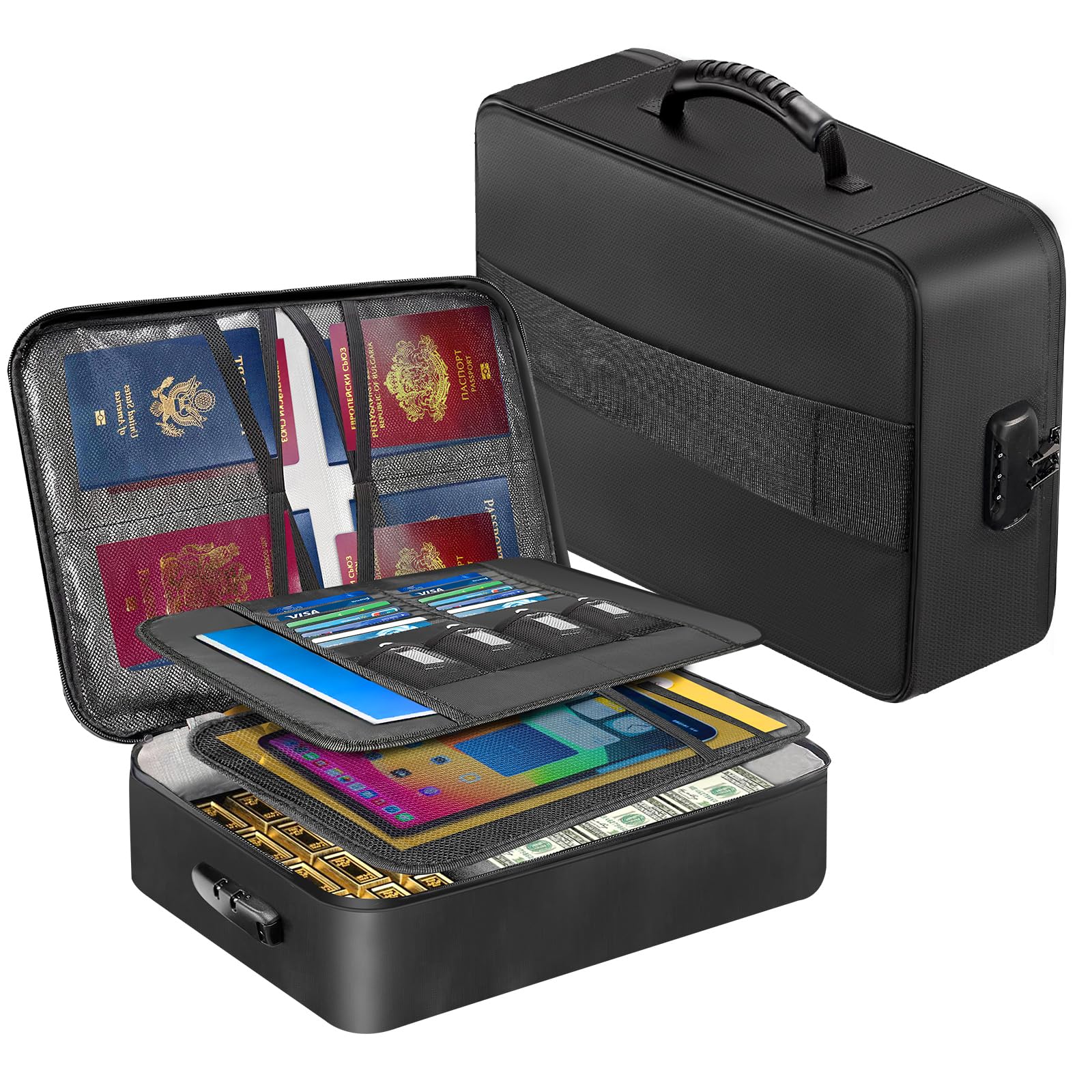 HECHN Fireproof Document Organizer Box with Lock for Important Documents