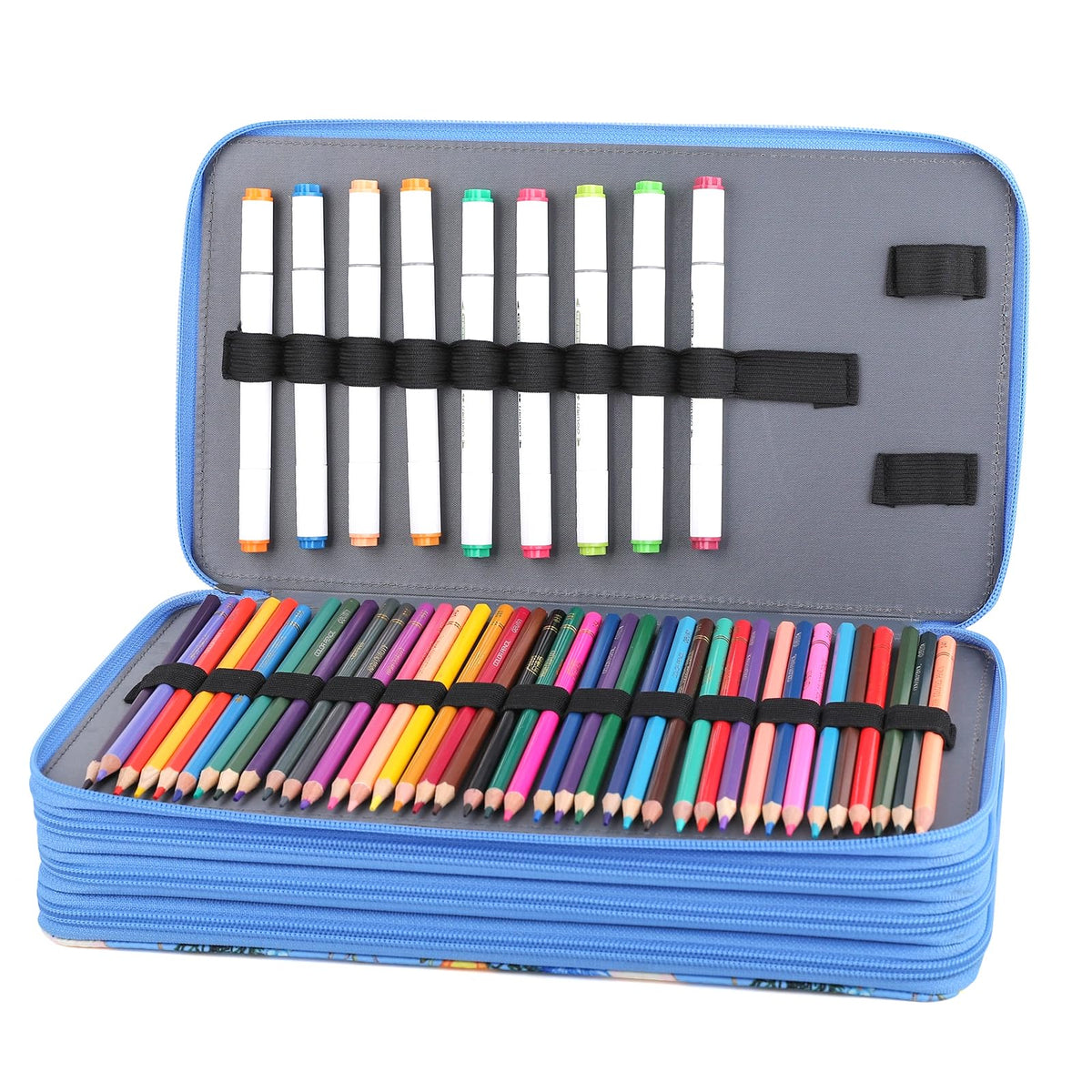 Colored Pencil Case - Large Capacity Colored Pencil Holder with Zipper Closure Twill Fabric Pencil