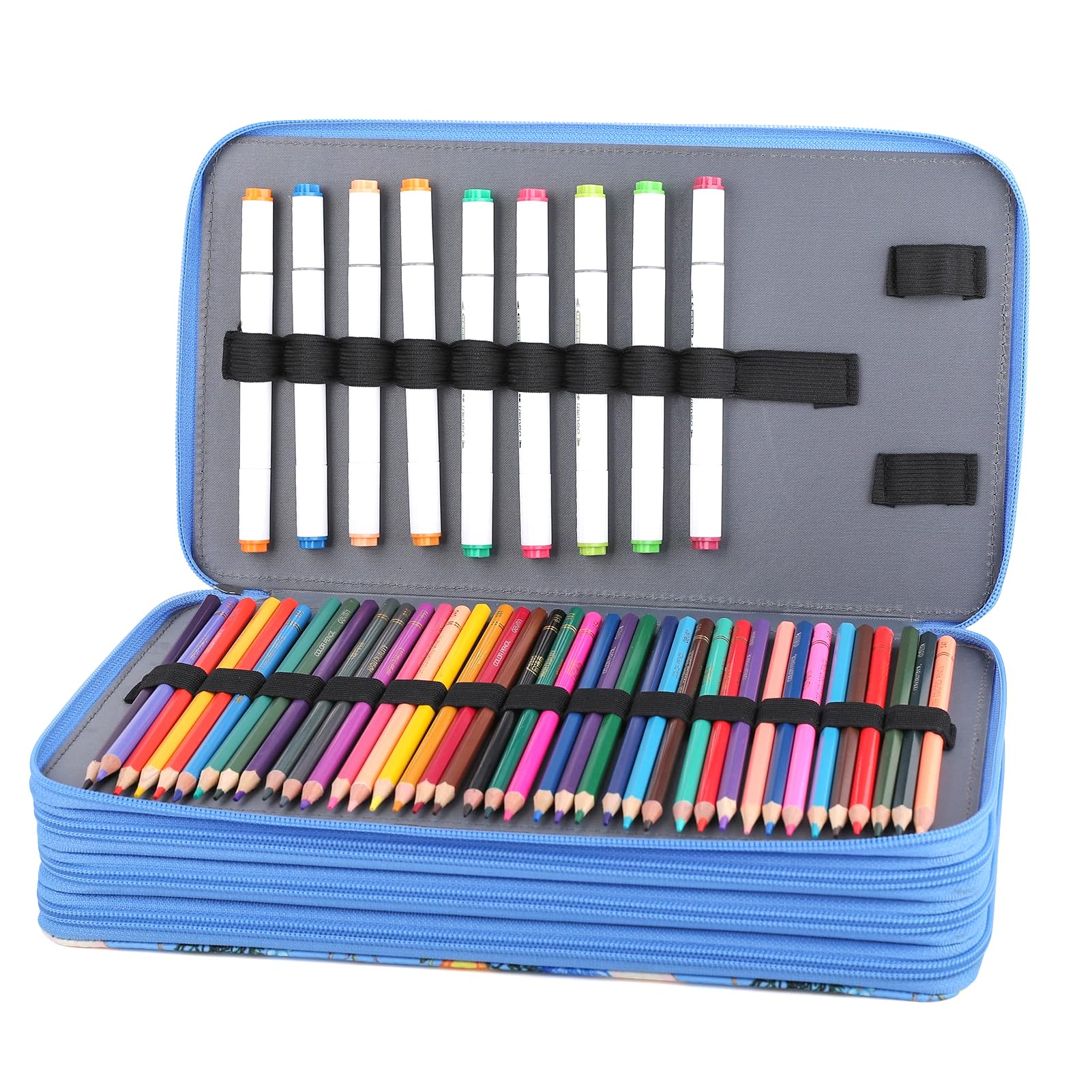 Colored Pencil Case - Large Capacity Colored Pencil Holder with Zipper Closure Twill Fabric Pencil