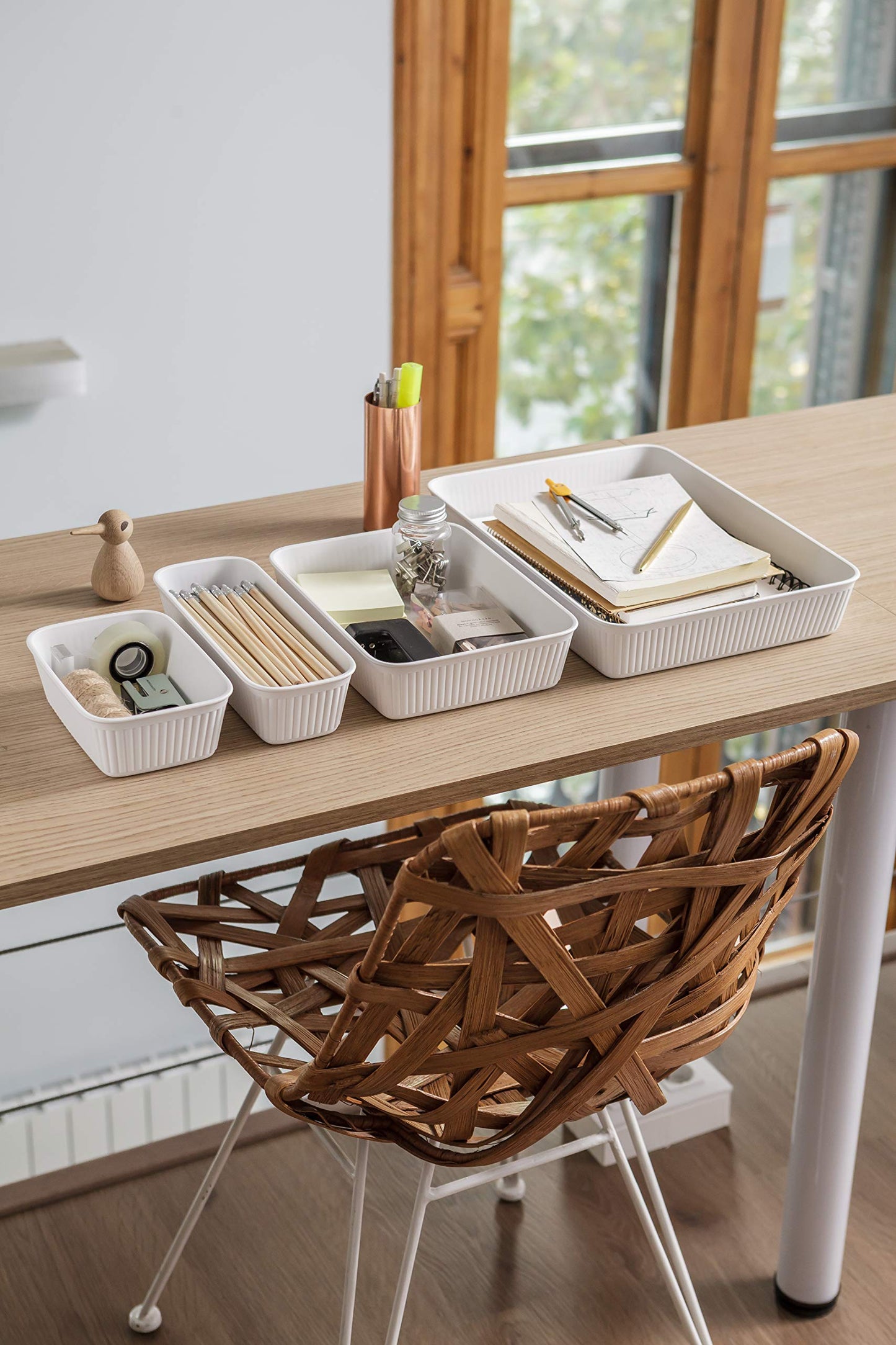 Tatay Drawer Organiser Slim Baobab, Polypropylene, BPA free, White. Measures 9 x 24 x 5.6 cm