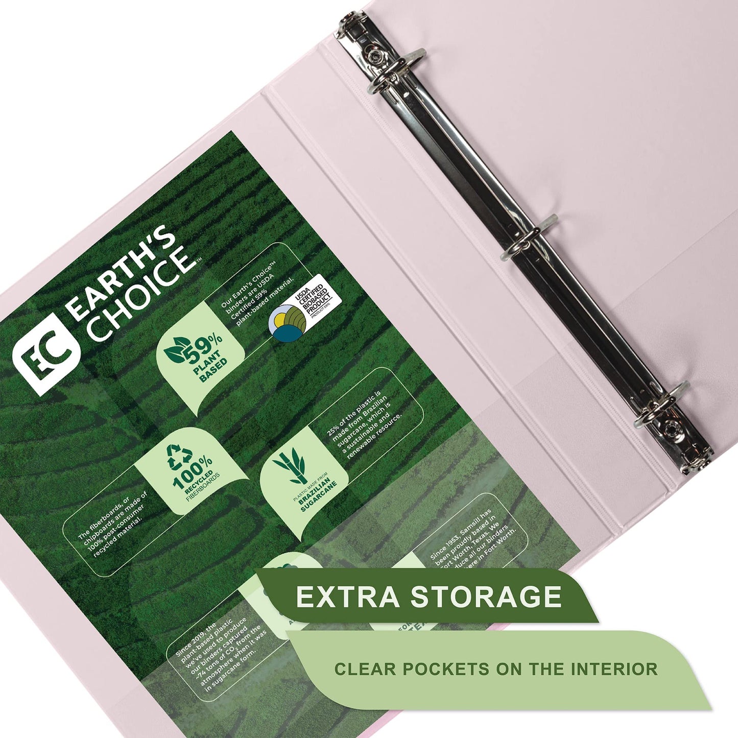 Samsill Plant-Based 1 Inch Durable D-Ring, View Binder, Eco-Friendly, USDA Certified Biobased, 2