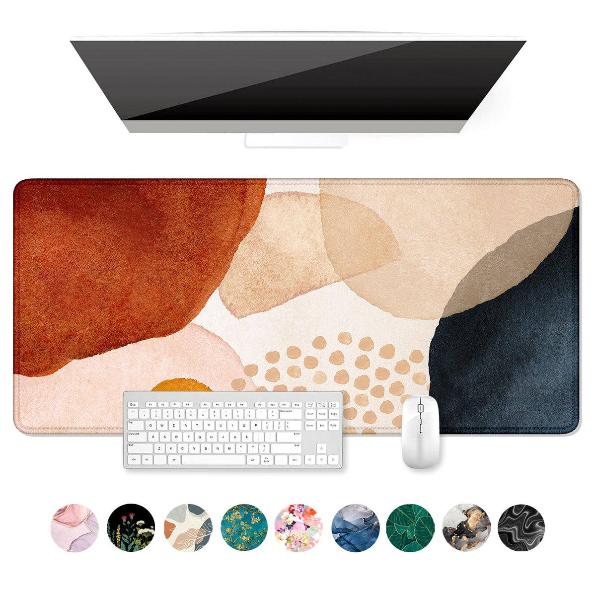 Auhoahsil Large Mouse Pad, XXL Desk Pad, Extened 35" x 15", Non-Slip Rubber Base, Stitched Edges