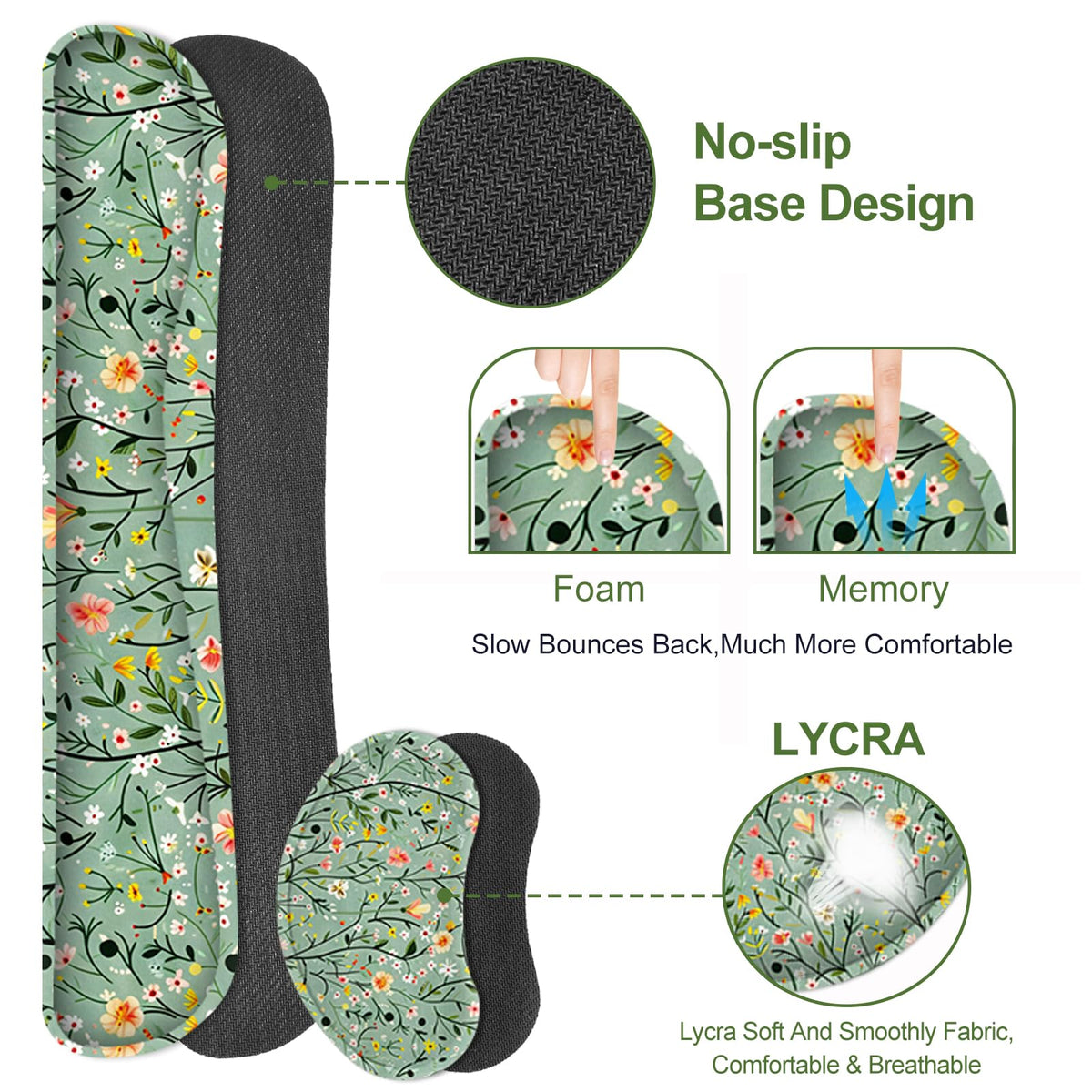 Lauspuck Floral Desk Mat, 4in1 Large Mouse Pad with Wrist Rest, Anti-Slip Desk Pad for Desktop, XXL