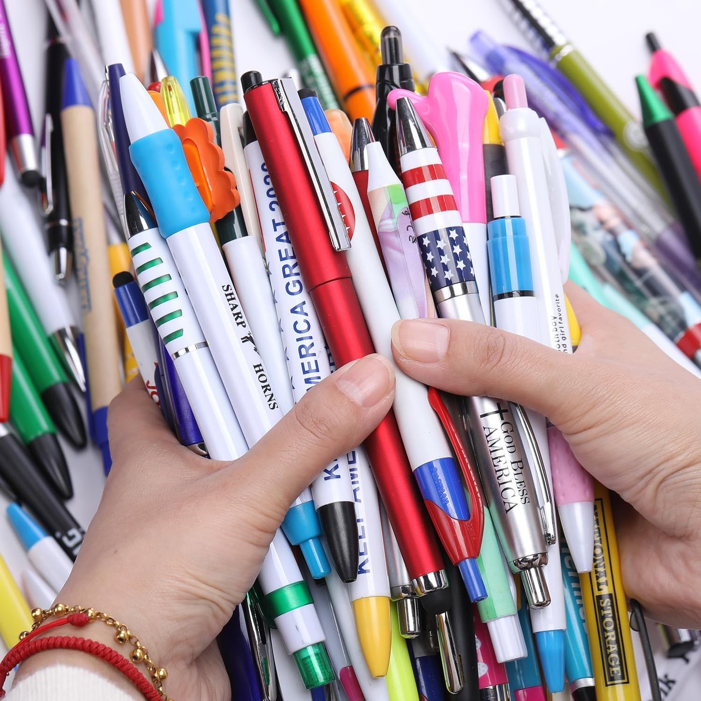 Sikao Ballpoint Pens Bulk, Wholesale Lot of 100 Misprint Pens, Blue & Black Ink Smooth Writing