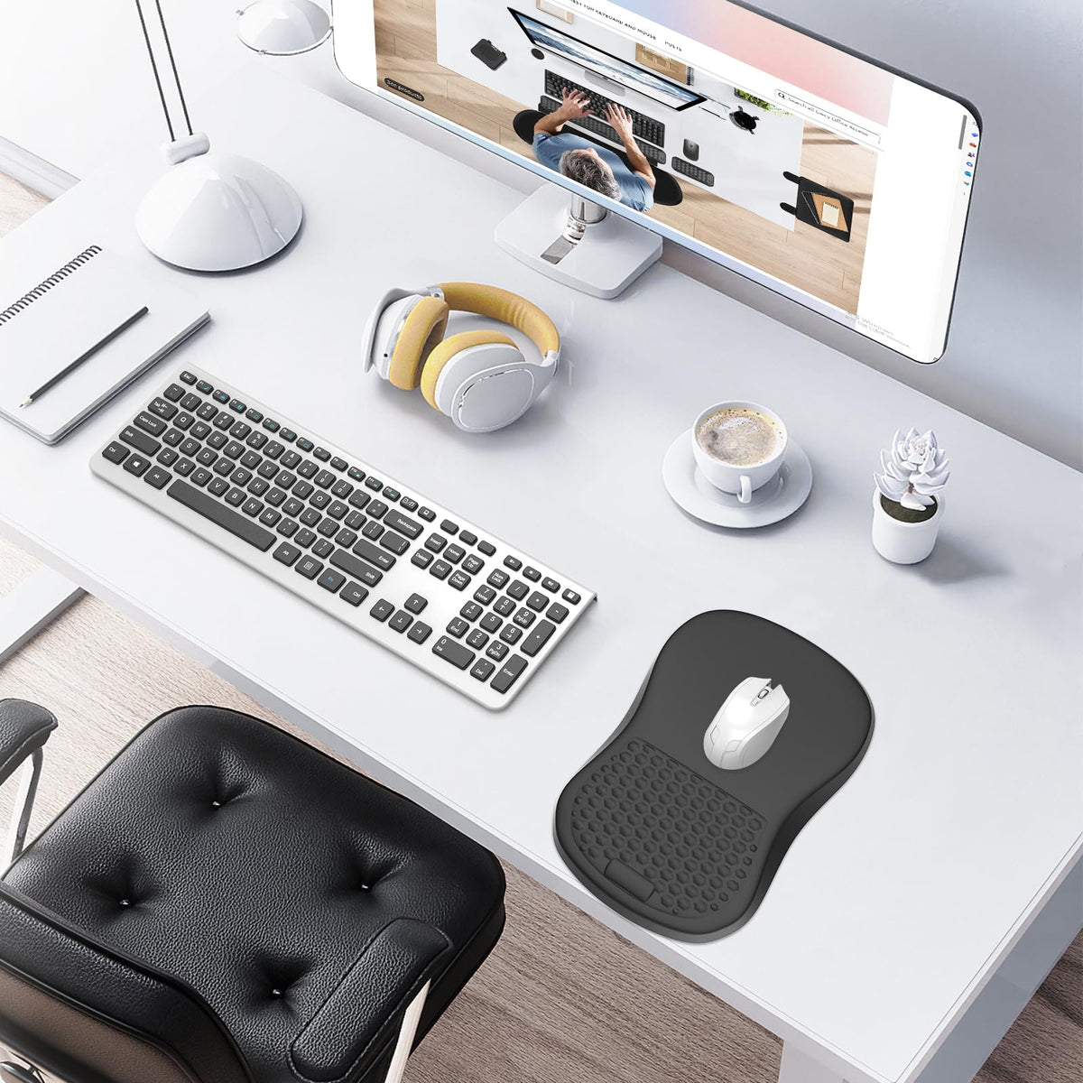 eulps Ergonomic Mouse Pad with Wrist Rest Support, Mousepad with Comfortable Memory Foam Wrist Rest