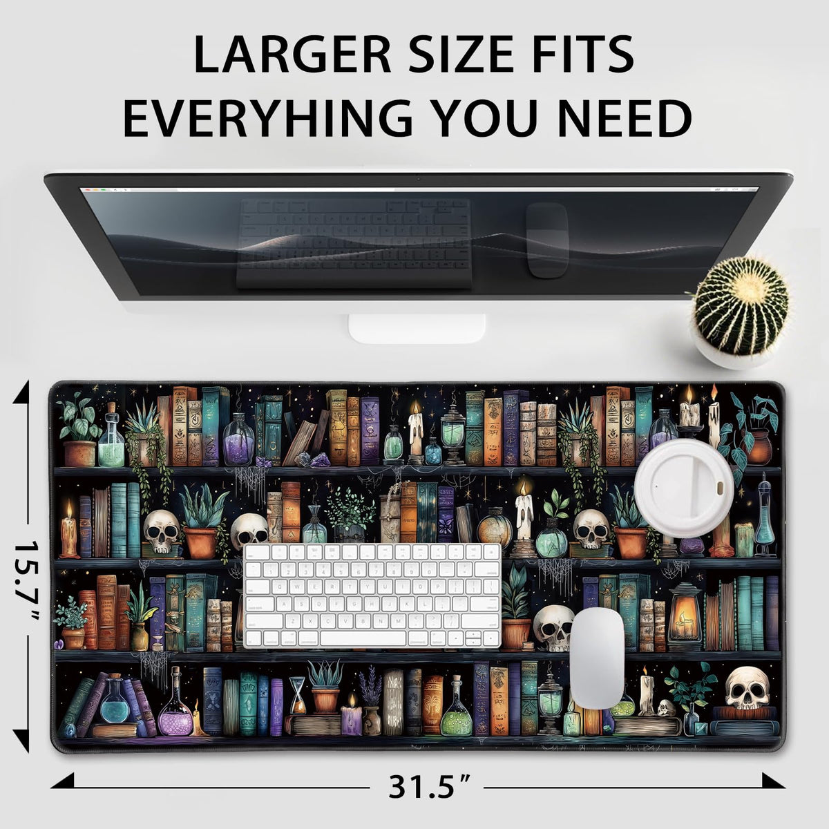Mcapirivo Gothic Library Large Gaming Mouse Pad Desk Mat 31.5"x15.7"