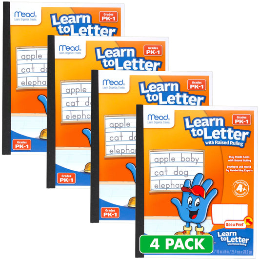 Mead Learn to Letter Writing Tablet, Handwriting Practice Pad Grades PK-1, 10" x 8", Solid & Dotted