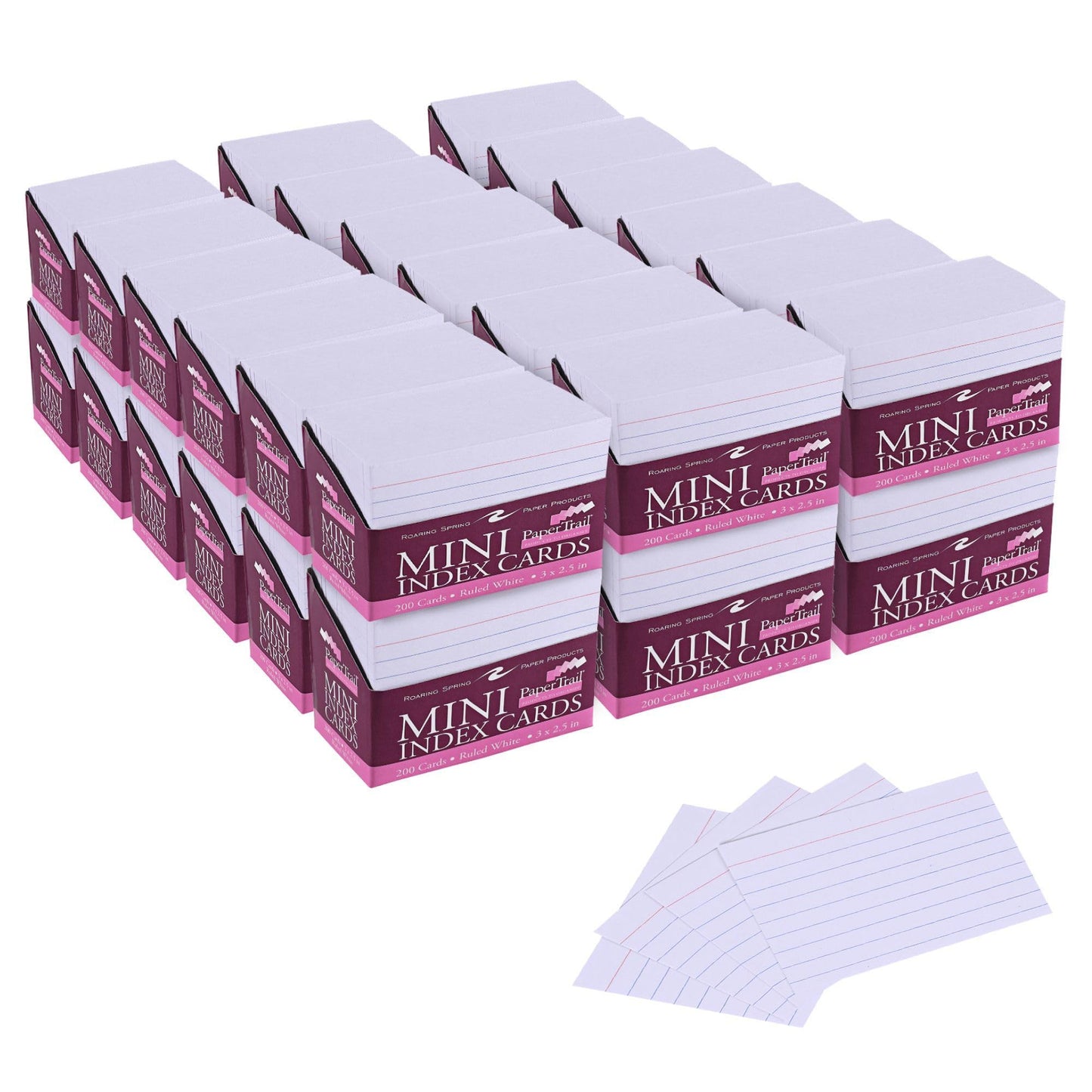 Roaring Spring Mini Index Cards, 3" x 2.5", 36 Packs of 200 Small Note Cards, Lined & Blank