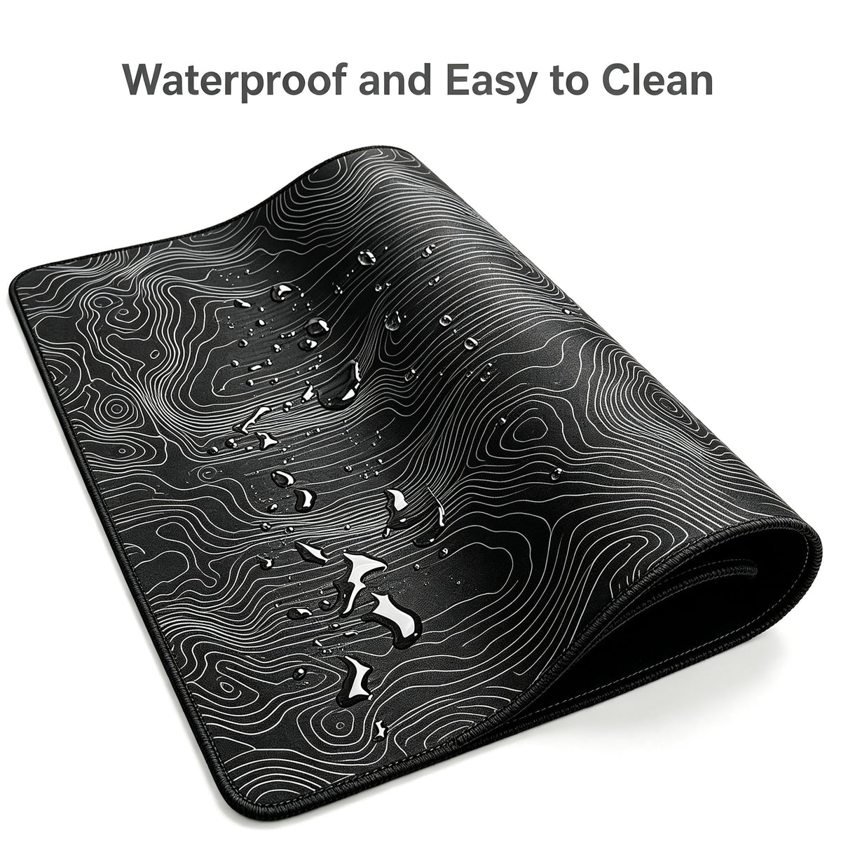 Topographic Gaming Mouse Pad 31.5x11.8 Inch, Black White Desk Mat Extended