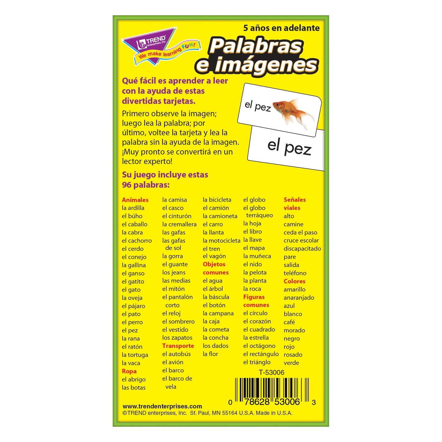 Palabras e imagenes (Picture Words) Flash Card