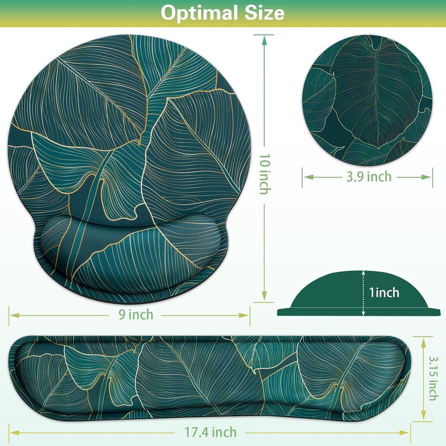 Mouse Pad with Wrist Rest Set, 3-in-1 Wrist Support Mousepad