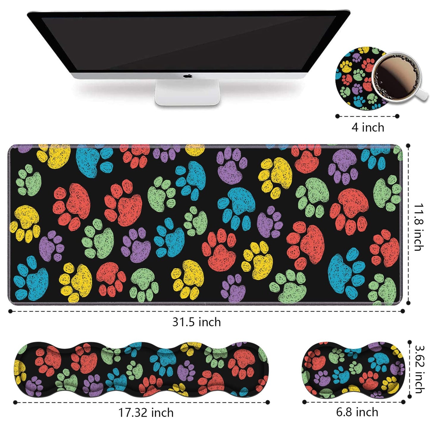Ergonomic Keyboard Wrist Rest & Mouse Pad Wrist Rest Set,Large XXL Gaming Mousepad 31.5"x