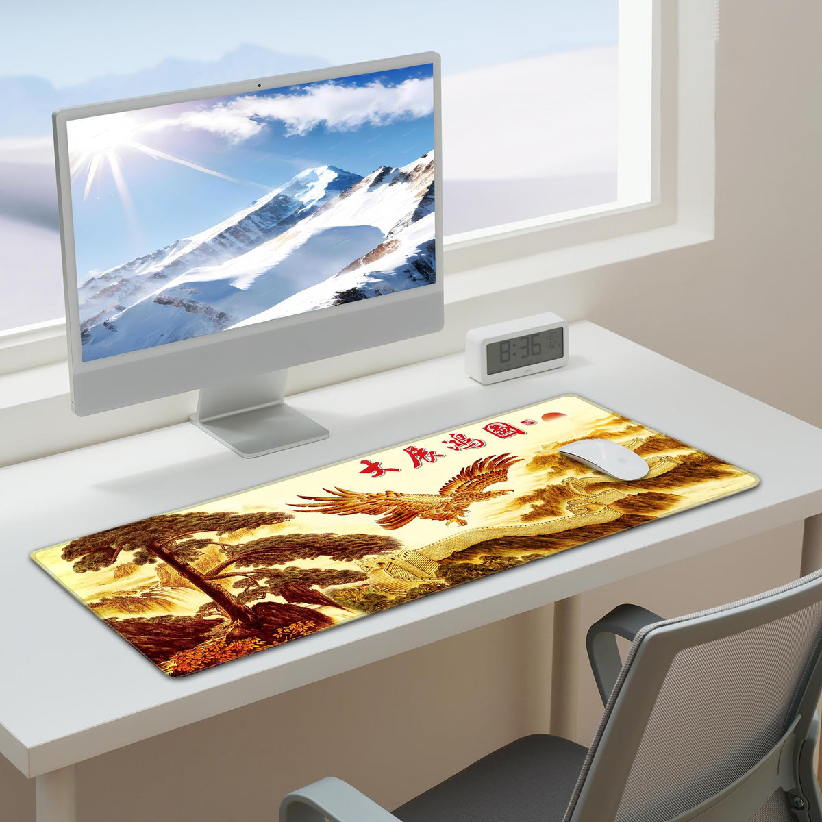 LL-COEUR XXL Landscape Gaming Mouse Pad Computer Keyboard Mat Office Desk Pad (Eagle, 27.5" x 11.8"