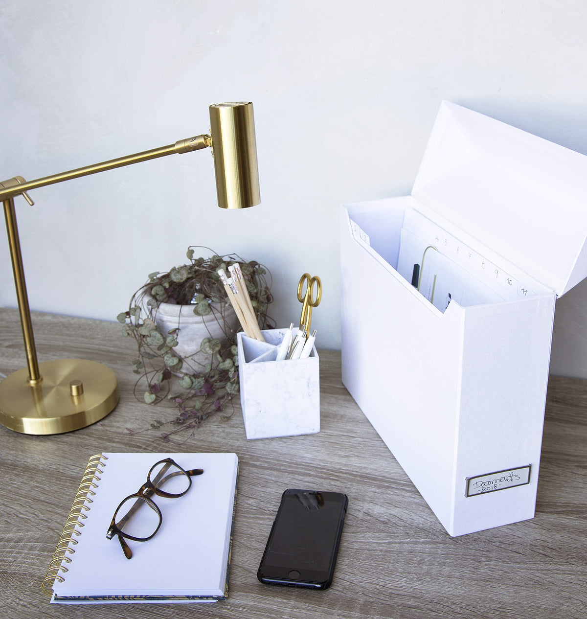 Bigso Lovisa Fiberboard Label Frame 12 File Storage Box - Document Organizer for Important