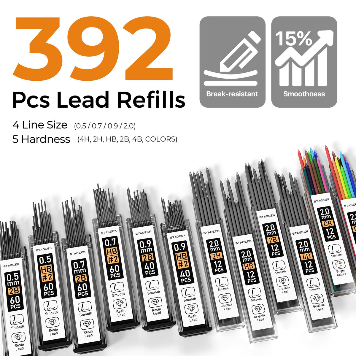 STAGEEK 25PCS Art Mechanical Pencil Set, 3PCS Metal lead pencil 0.5, 0.7, 0.9, 2PCS 2mm Drawing