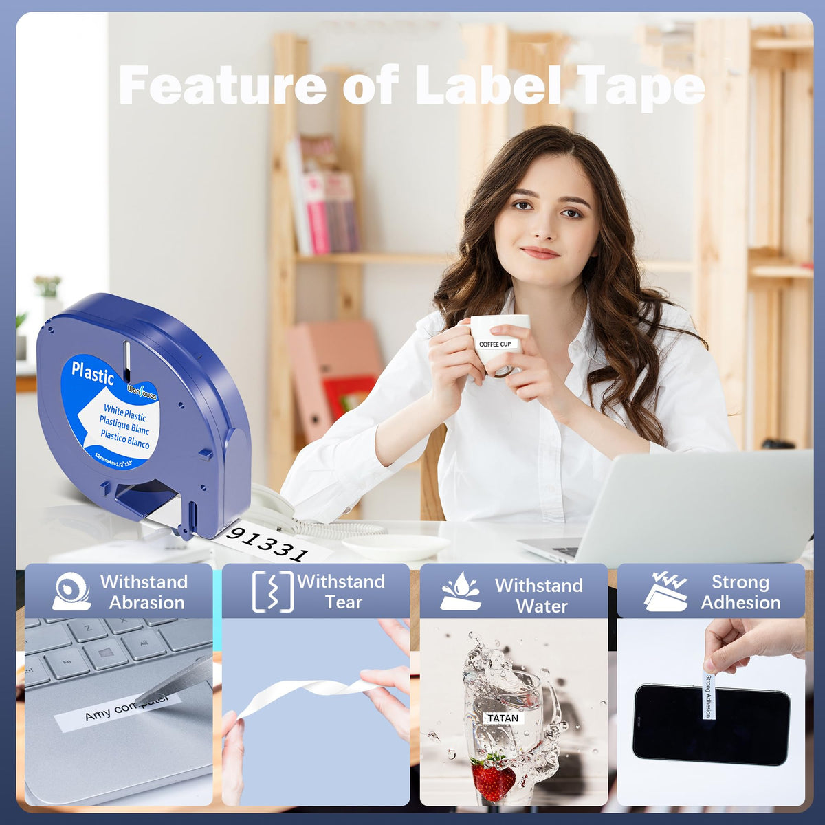 Compatible with Dymo LetraTag Refills Label Maker Tape 91331 White Plastic