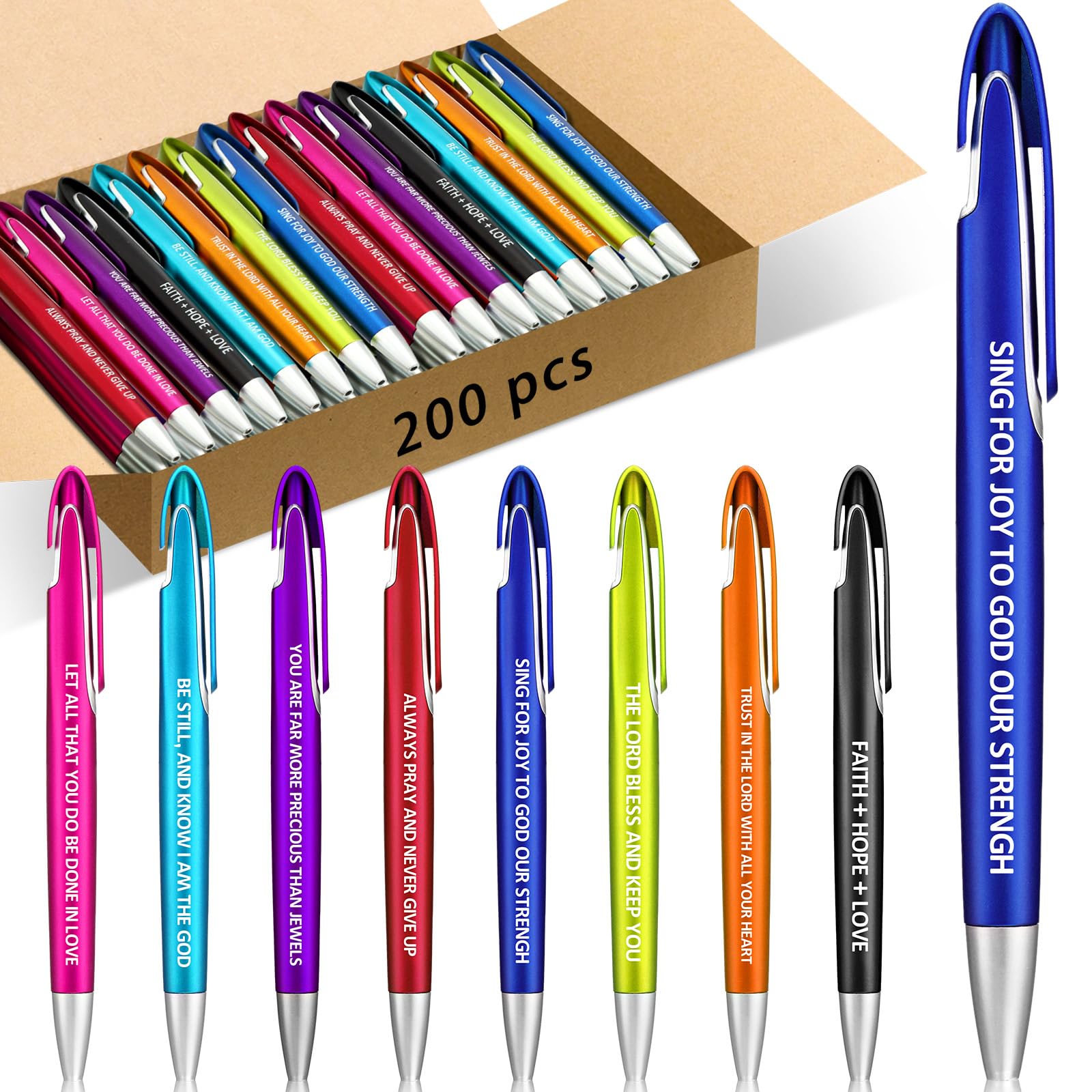 Lincia 200 Pcs Bible Verse Ballpoint Pens Bulk, Medium Point, Black Ink