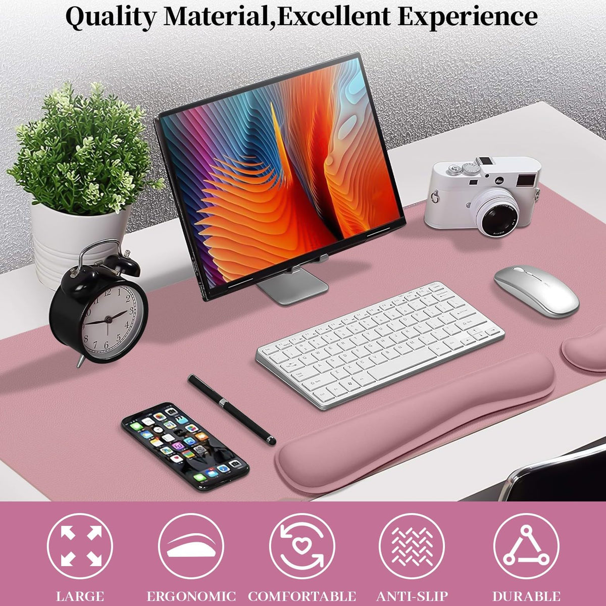 Meetcolor Mouse Pad and Keyboard Wrist Rest, 3-in-1 Keyboard and Mouse Pad