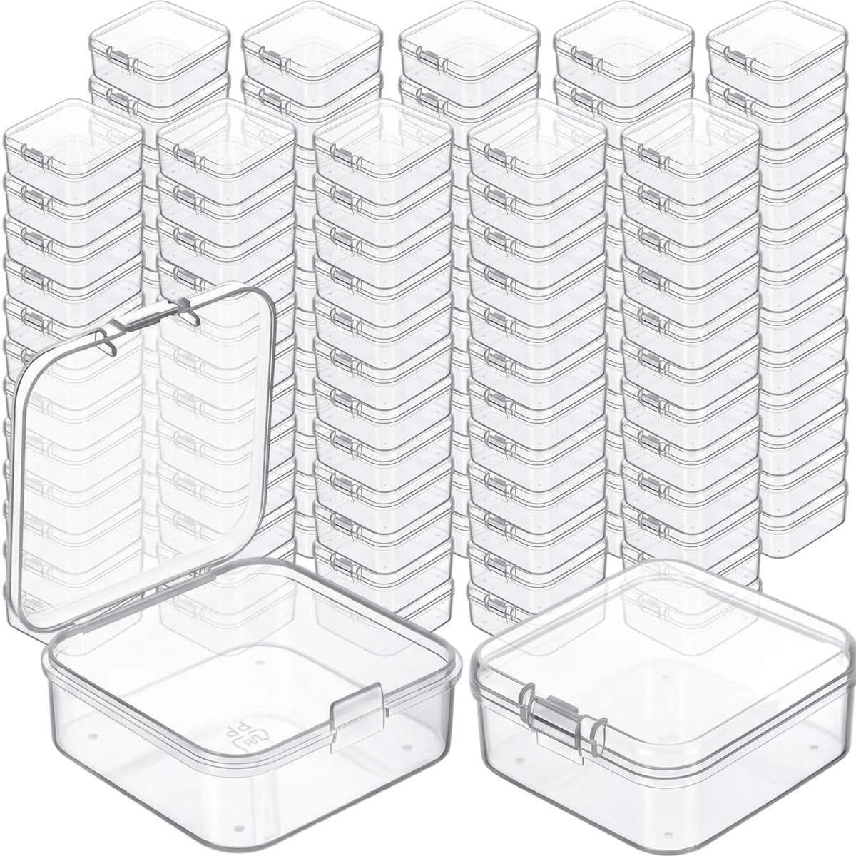 Jetec 120 Pieces Small Clear Plastic Storage Box, 1.7 x 1.7 x 0.8 Inch