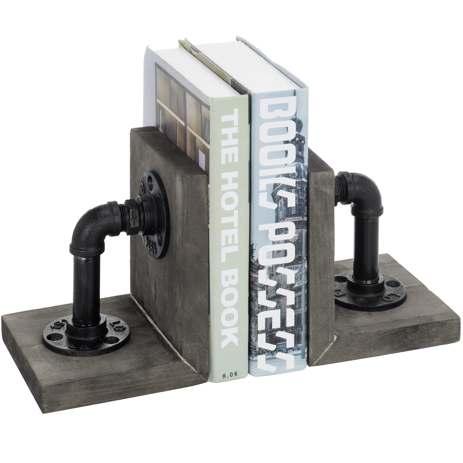 MyGift Book Ends Decorative for Shelves, Office Bookends for Heavy Books, Book Holder L-Shaped
