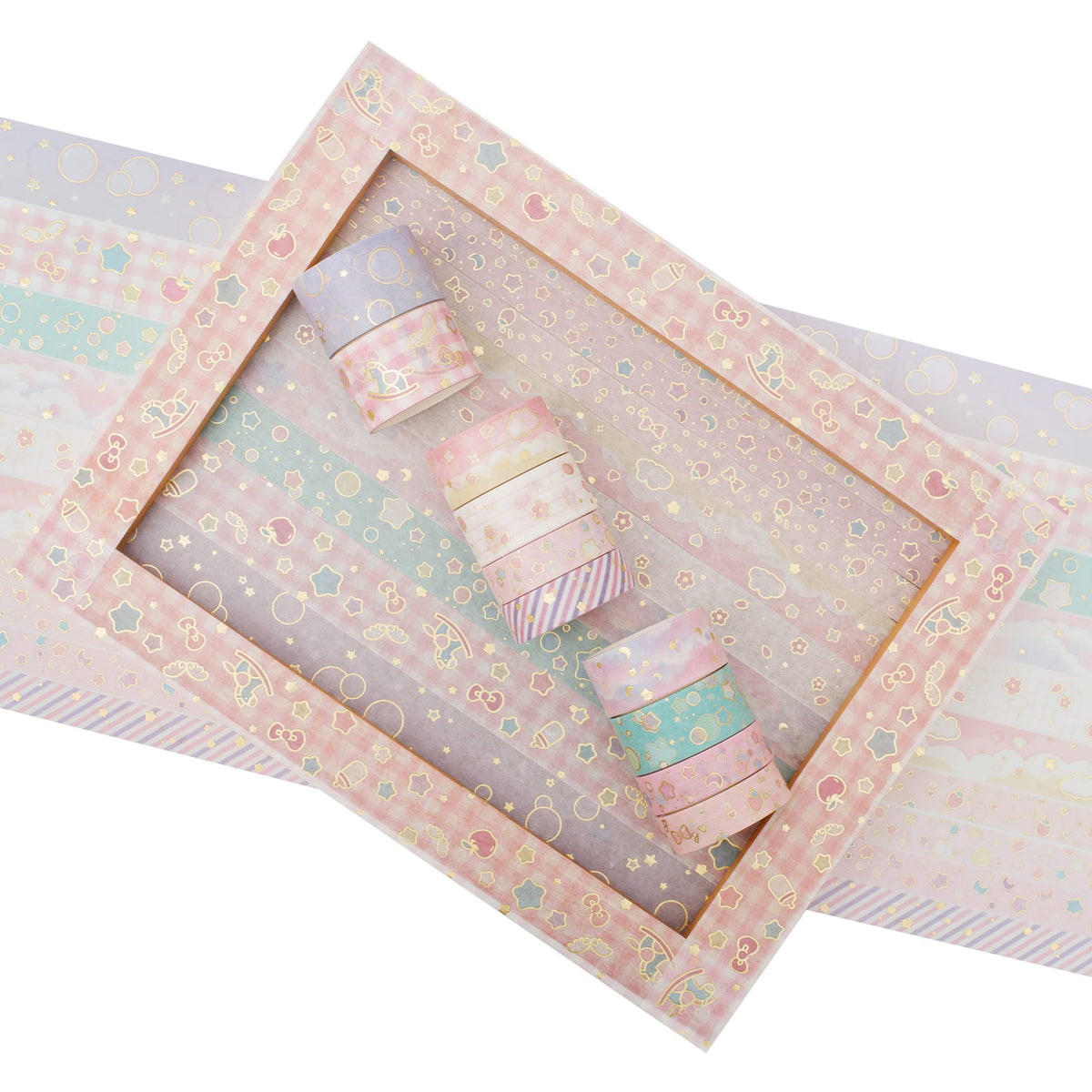 YUBX Creative Washi Tape Set 10 Rolls Gold Foil Print Decorative Masking Tapes for Arts, DIY