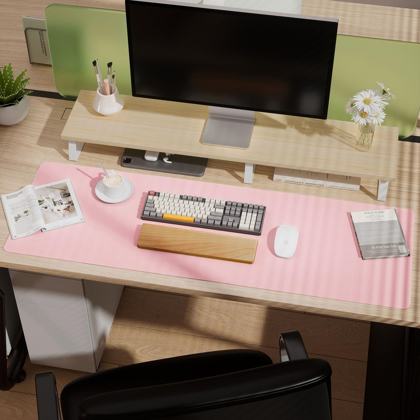 Aothia Leather Desk Pad Protector, Office Desk Mat, Large Mouse Pad, Laptop Desk Pad, Non-Slip PU
