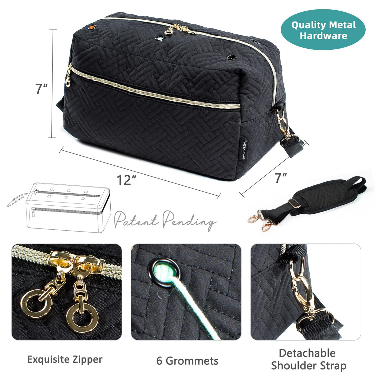 MYBAGZING Crochet Bag Organizer,Knitting Bag for Yarn Storage&Crochet Hooks