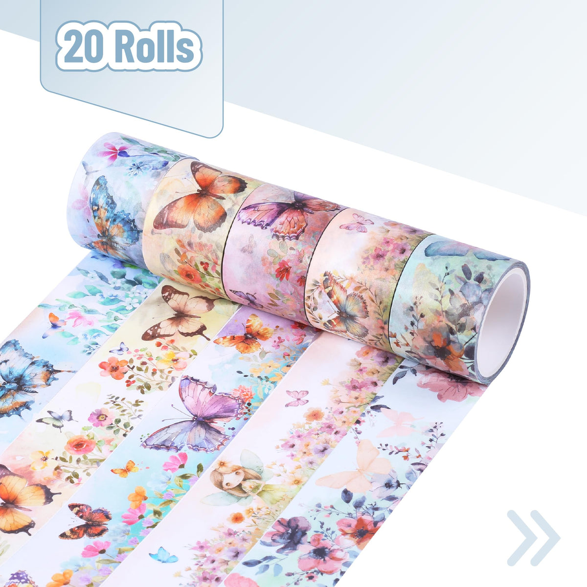 Mr. Pen- Washi Tape Set, 20 Rolls, Assorted Sizes, 4.37 Yards/Roll