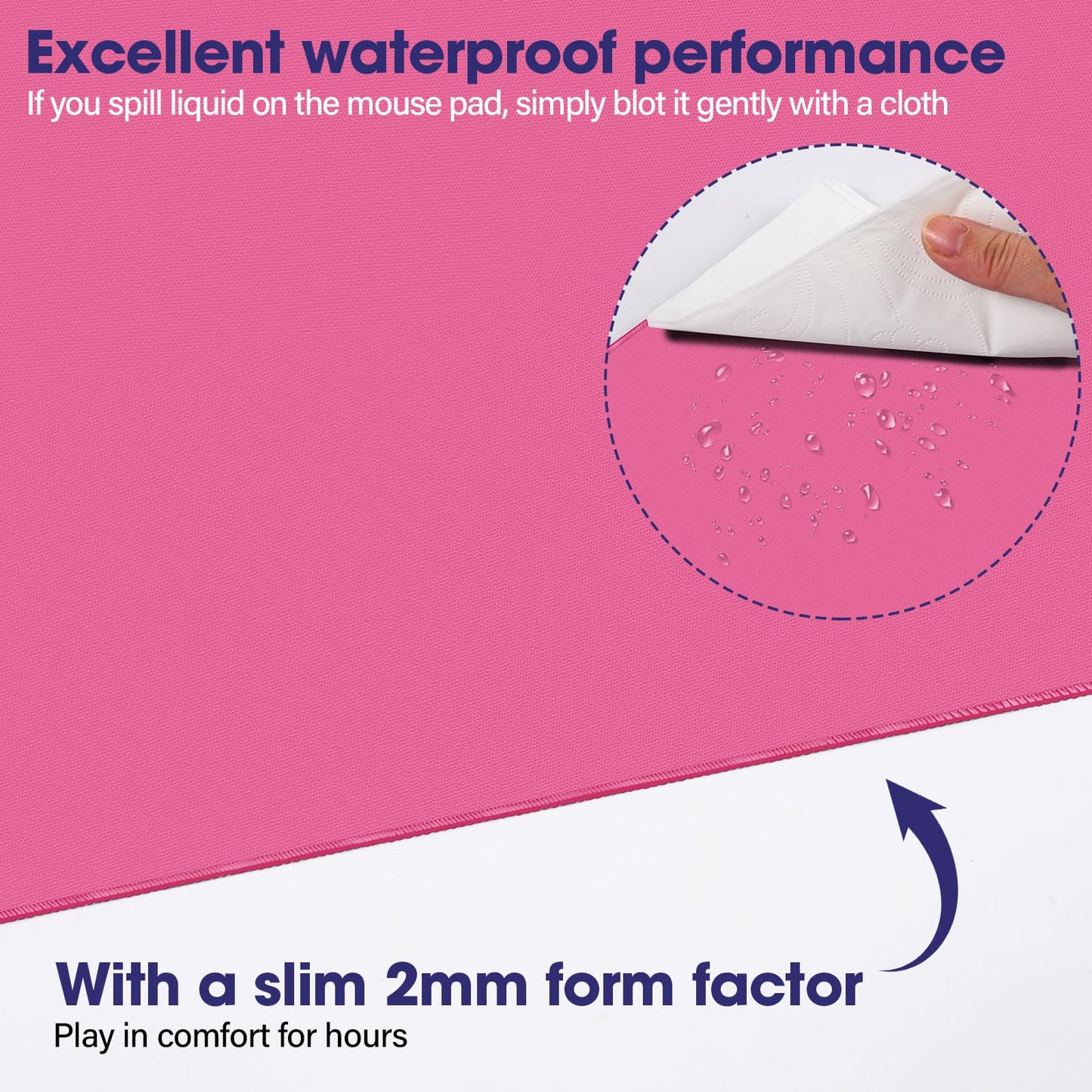 31.5" x 15.7" Waterproof Fabric Gaming Mouse Pad, Rubber Anti-Slip,Rose Red