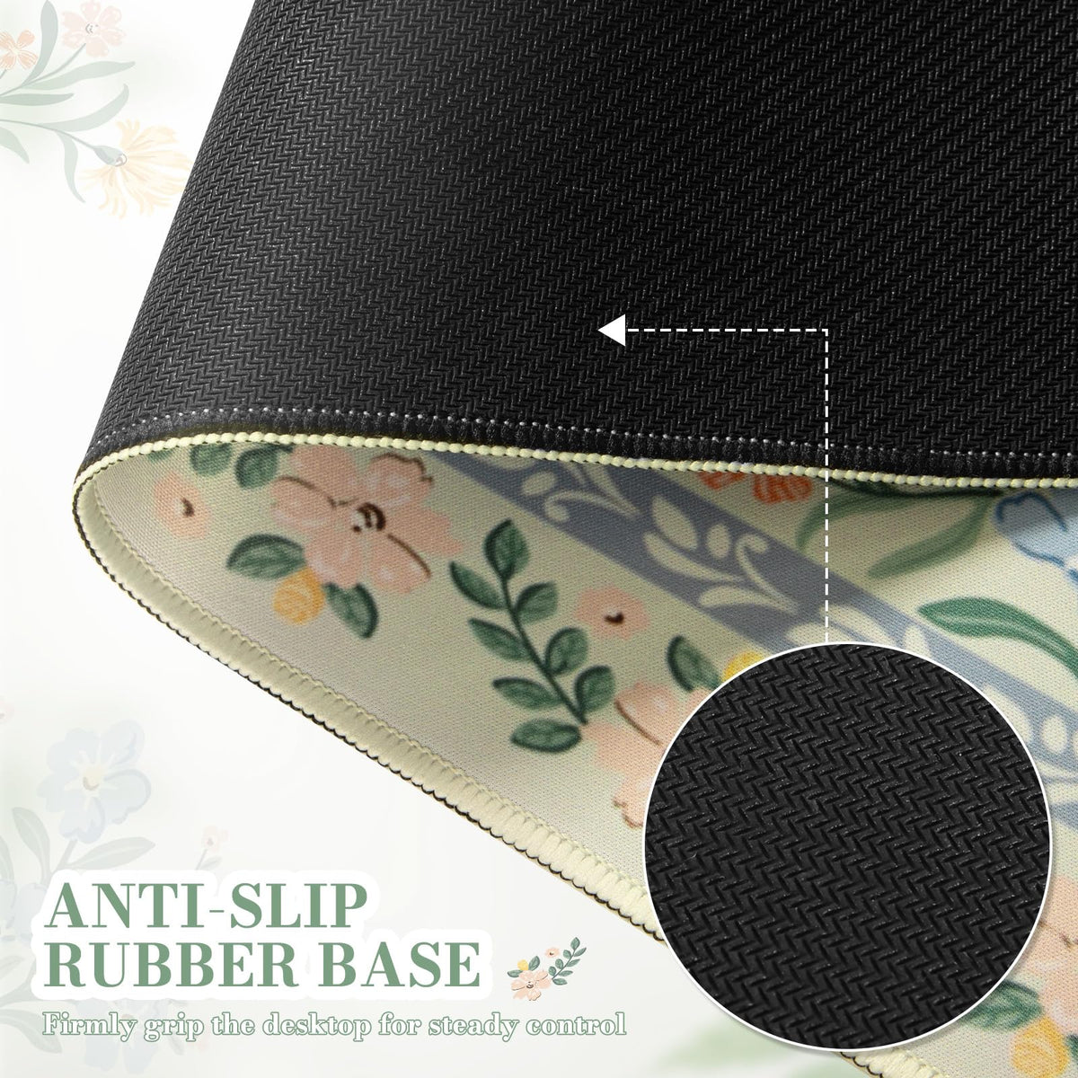 iCasso Desk Mat for Office Decor,35.4 x 15.7 in,Cute Green Floral