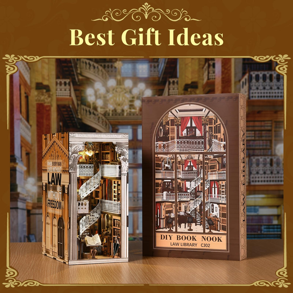 CCCDF DIY Book Nook Kit for Adults and Teens, Miniature Dollhouse Booknook Kit, 3D Wooden Puzzle