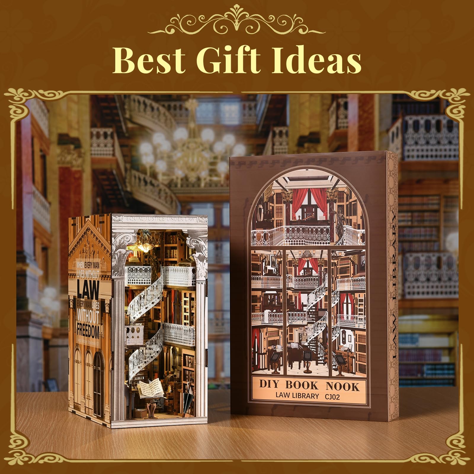 CCCDF DIY Book Nook Kit for Adults and Teens, Miniature Dollhouse Booknook Kit, 3D Wooden Puzzle