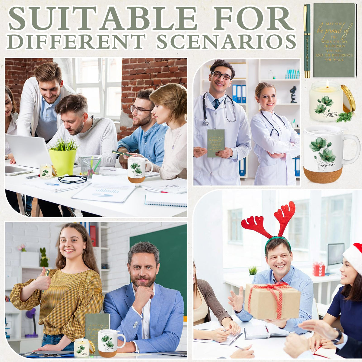Sayglossy 4 Pcs Thank You Gift Set for Men Women Employee Coworker, Green