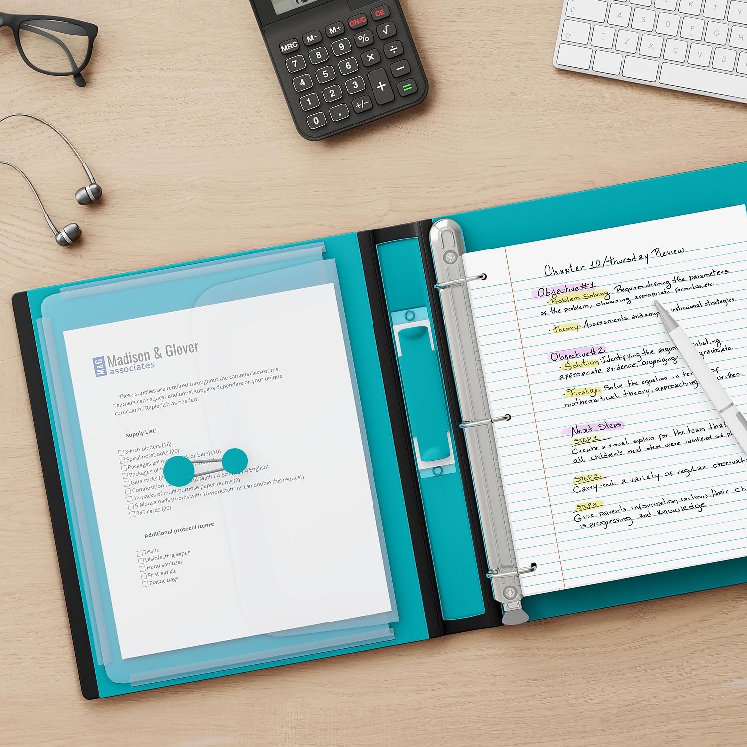 Staples Better Binder, 1-Inch 3-Ring View, Teal, 3-Pack