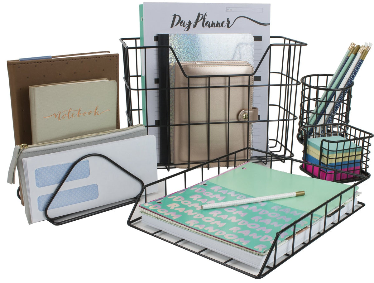 Sorbus Desk Organizer Set, 5-Piece Desk Accessories Set Includes Pencil Cup Holder, Letter Sorter