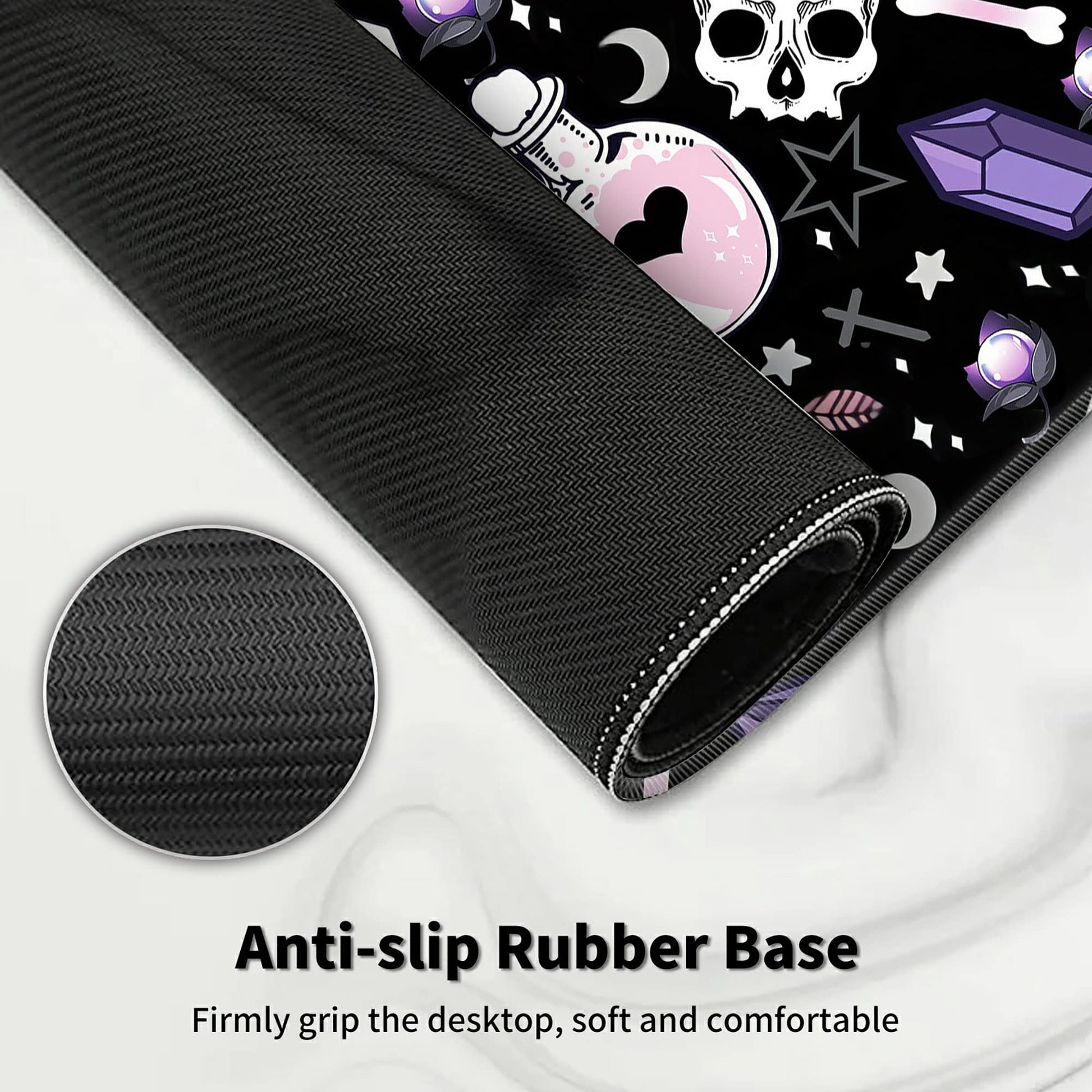 Mouse Pad Large with Coaster, 35.4"x15.7" Skull Goth Magic Cute Witchy Theme Design Full Desk