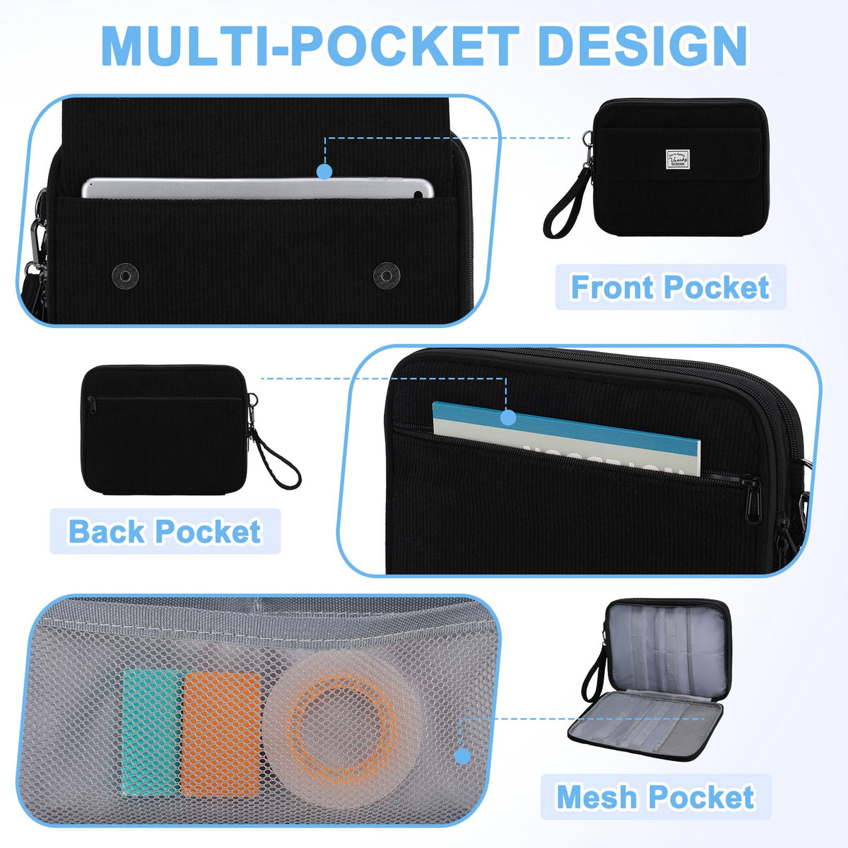 VASCHY Colored Pencil Case, Corduroy Large Pencil Pouch for Art Pens Markers Gel Pens Big Holder