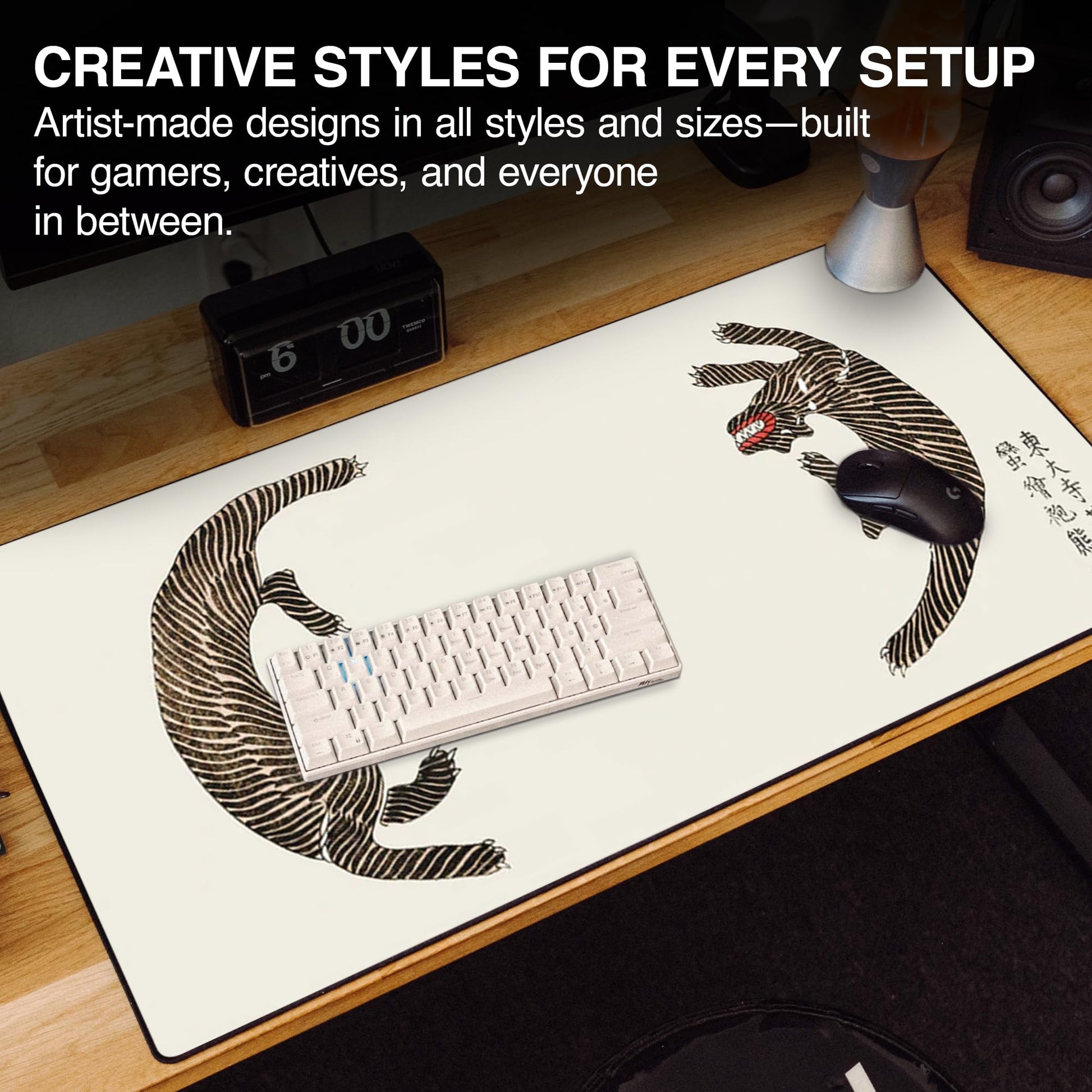 MPCO. Taguchi Gaming Desk Pad, 36" x 17" Duraglyde Fabric Non-Slip Desk Mat