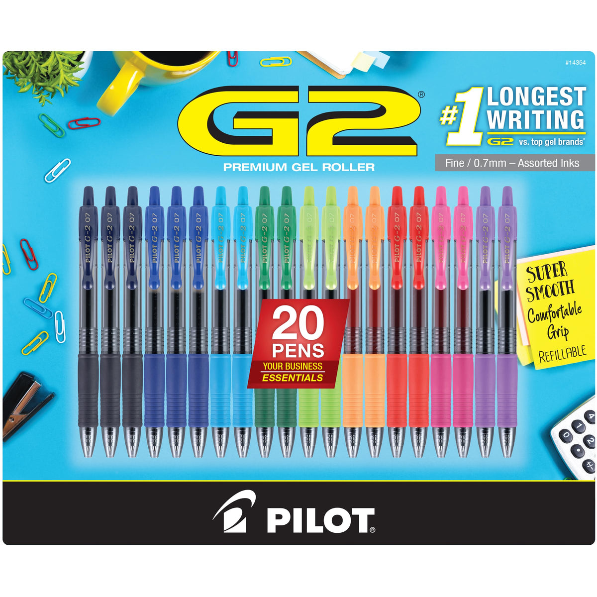 PILOT G2 Premium Gel Ink Pens, Fine Point 0.7mm, Assorted Inks, 20 Count