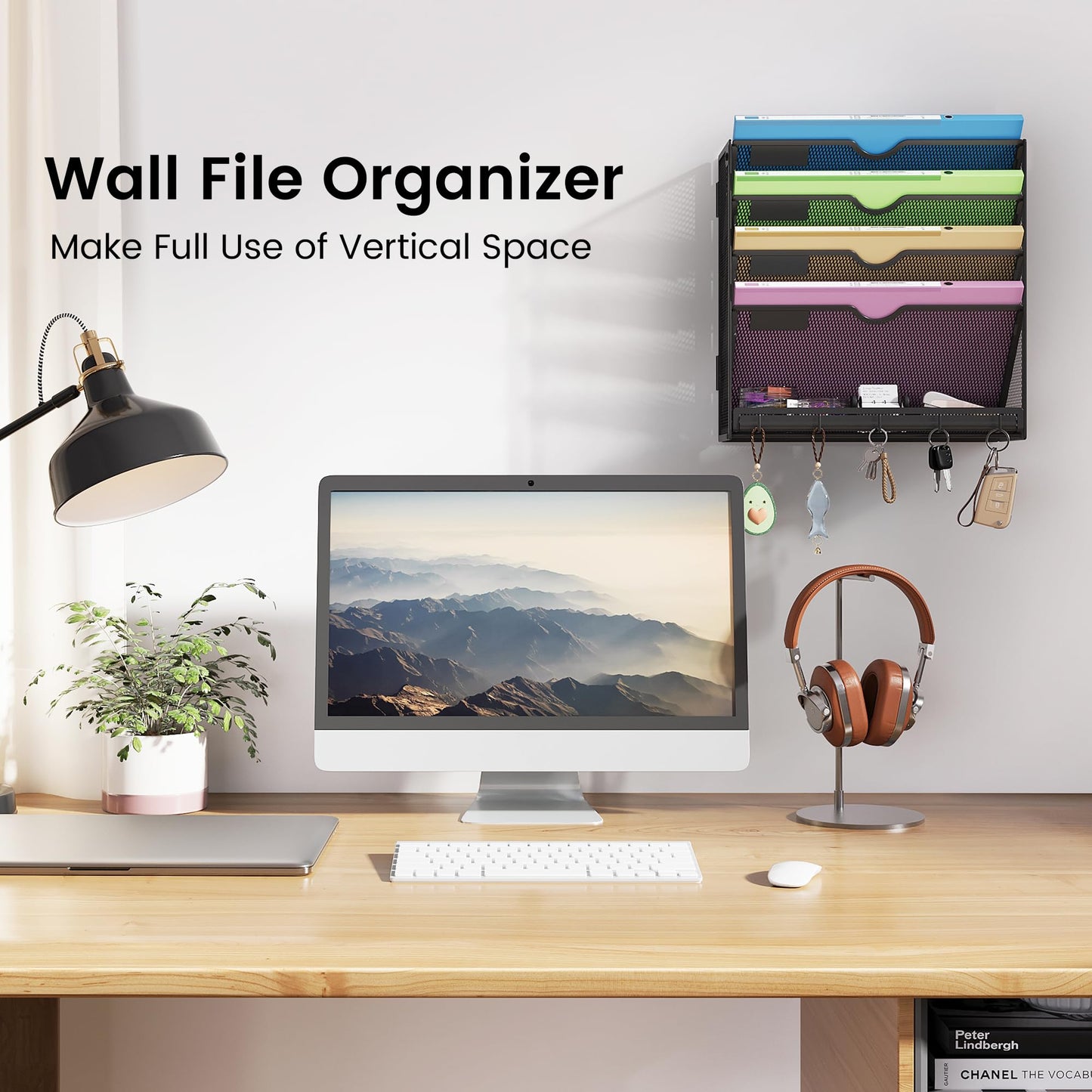 Kinkota Hanging Wall File Organizer 5-Tier Wall Mount Mail Organizer