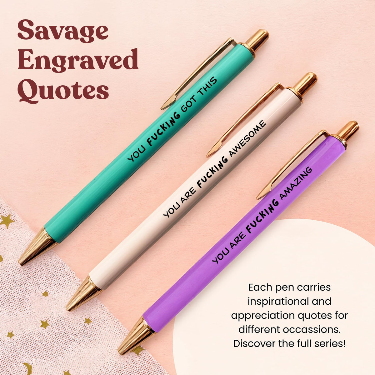 MESMOS Fucking Awesome Pen Set, Inappropriate Funny Gifts for Women and Friends. Fun and